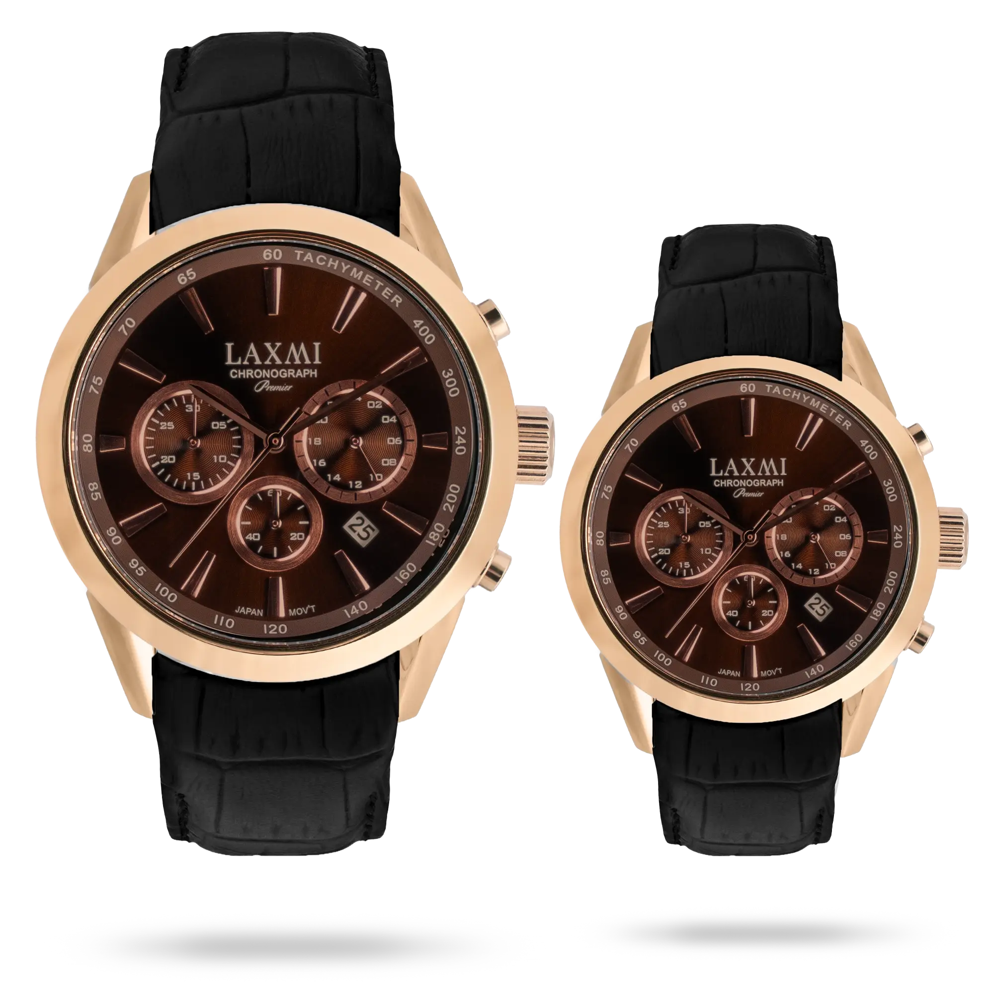 laxmi-watch-8544-10.webp ساعت مچی ست لاکسمی بند چرم رزگلد کد Laxmi 8544/10 - تصویر 1