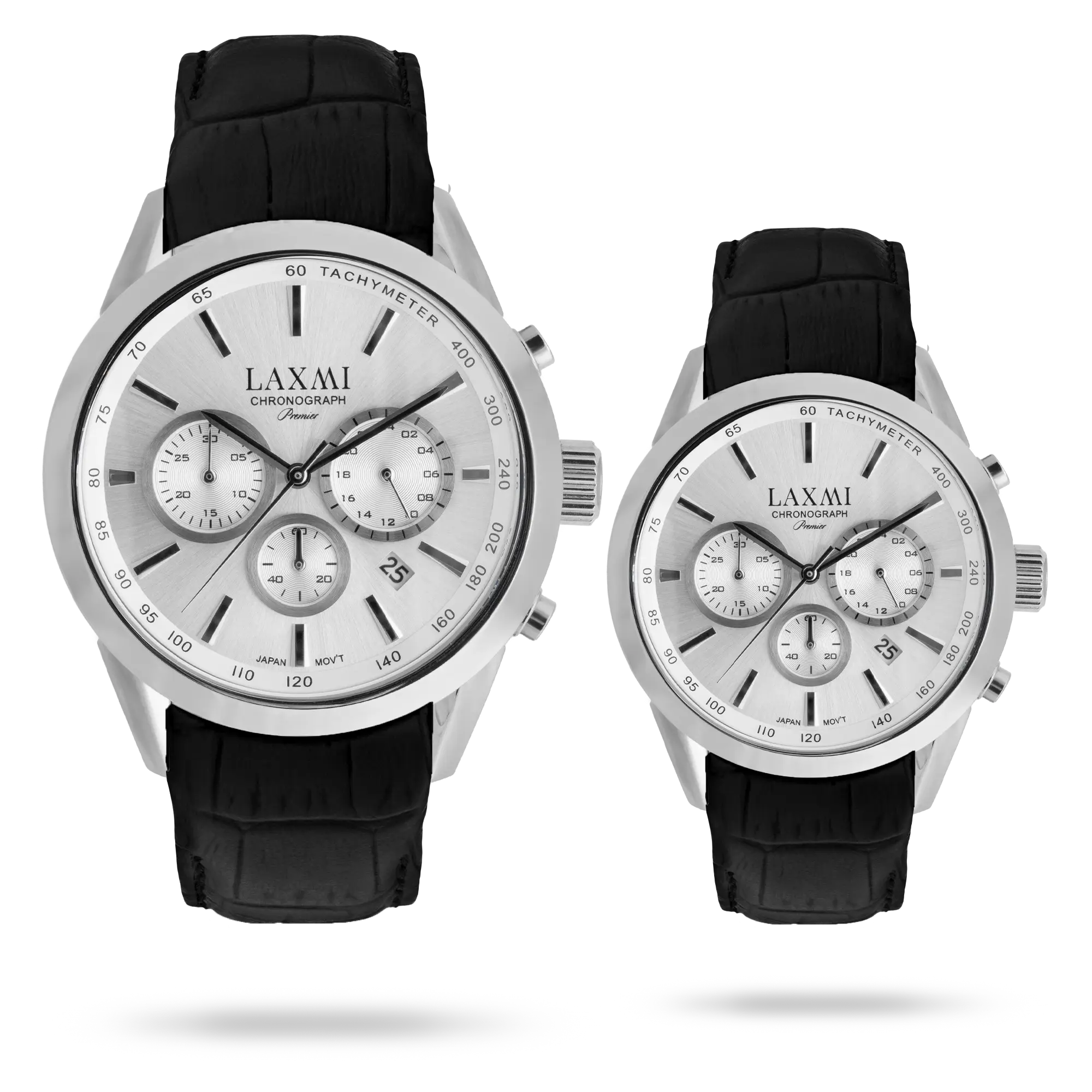 laxmi-watch-8544-3.webp ساعت مچی ست لاکسمی بند چرم نقره ای کد Laxmi 8544/3 - تصویر 1