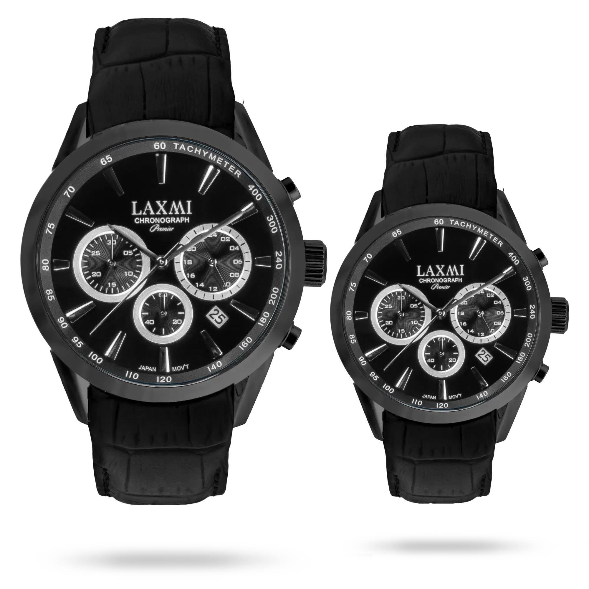 laxmi-watch-8544-6.webp ساعت مچی ست لاکسمی بند چرم مشکی کد Laxmi 8544/6 - تصویر 1