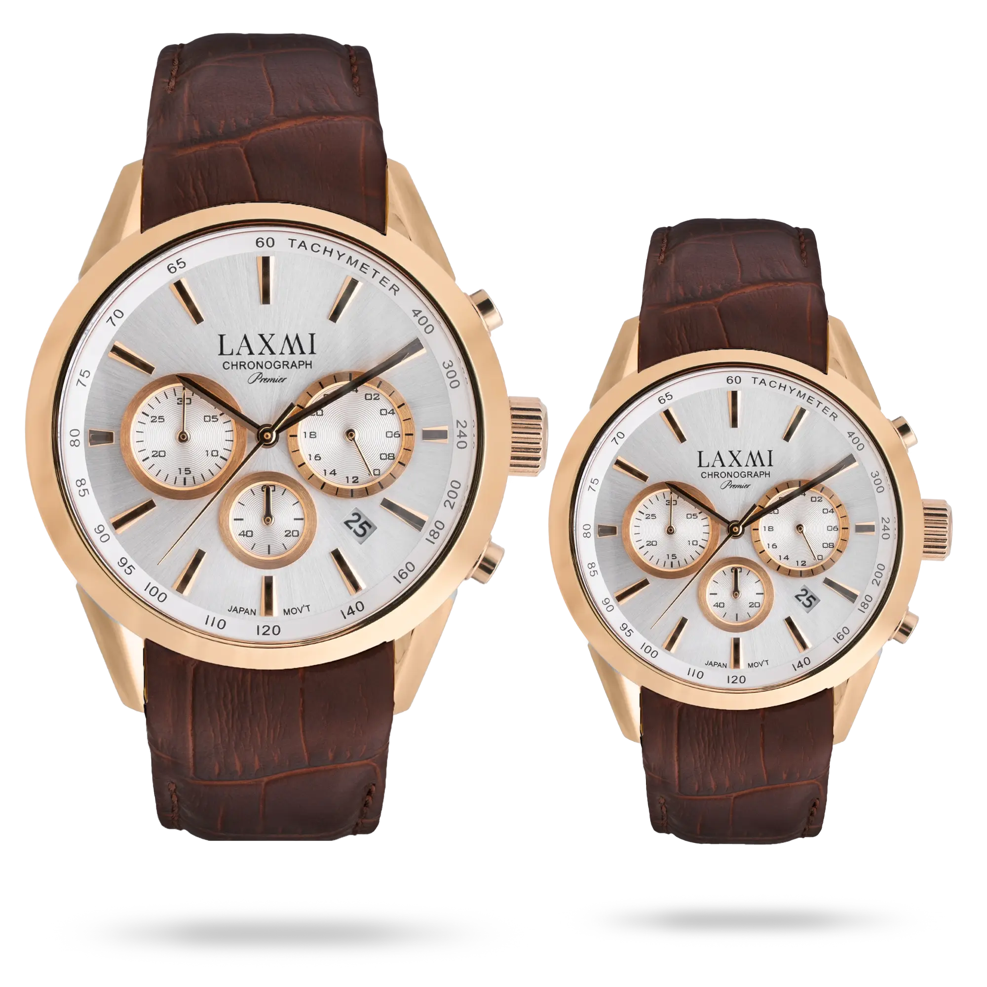 laxmi-watch-8544-7.webp ساعت مچی ست لاکسمی بند چرم رزگلد کد Laxmi 8544/7 - تصویر 1