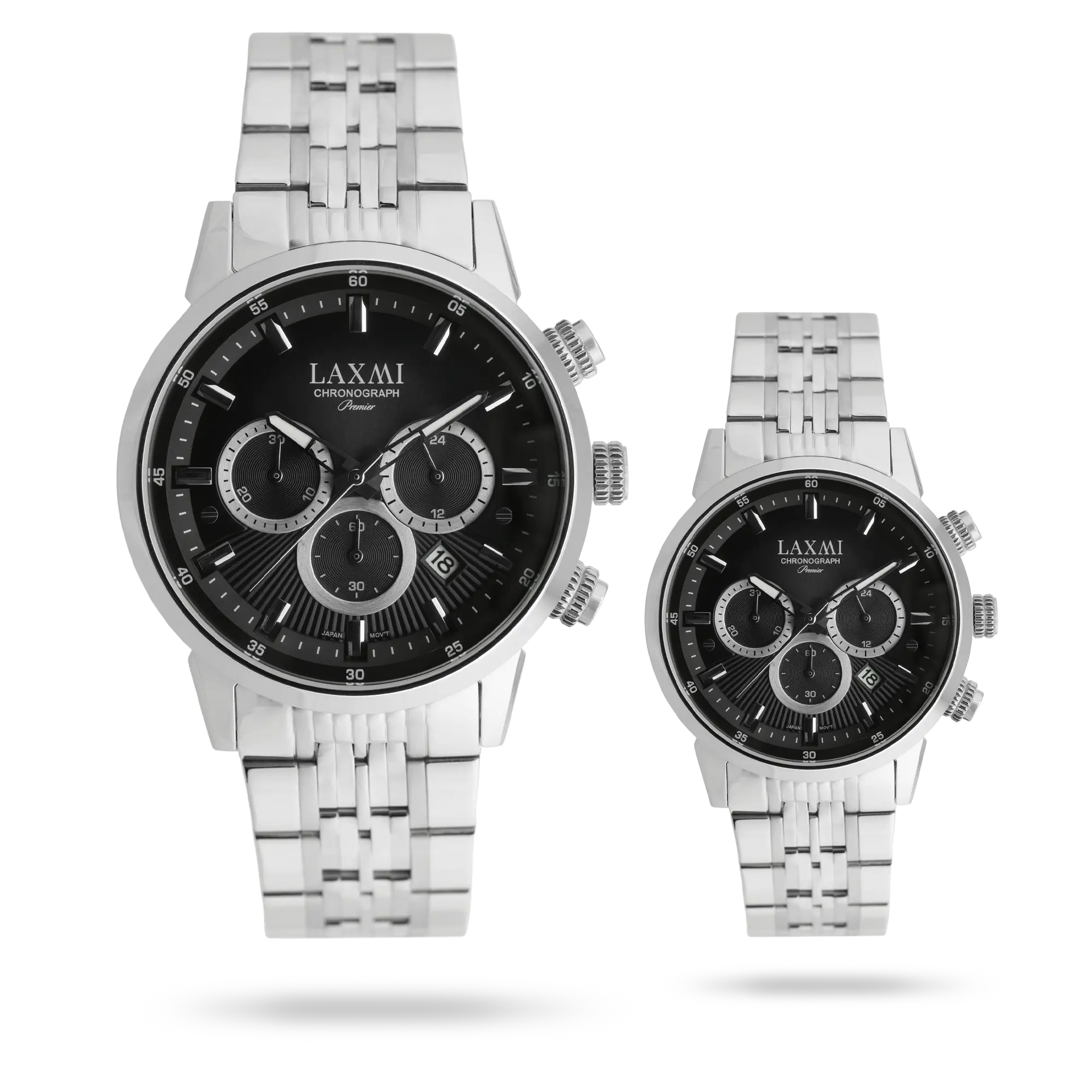 laxmi-watch-8546-10.webp ساعت مچی ست لاکسمی بند استیل نقره ای کد Laxmi 8546/10 - تصویر 1