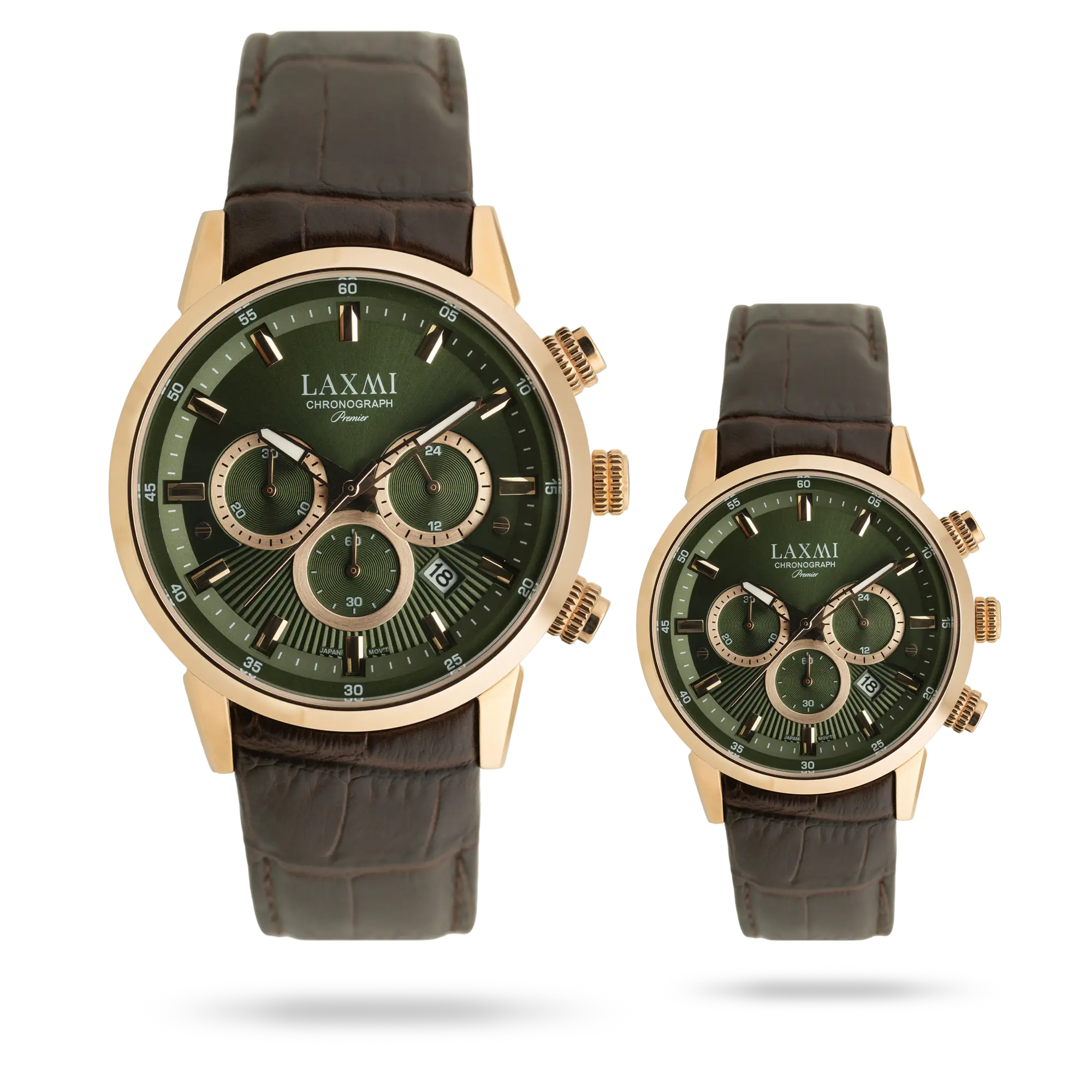 laxmi-watch-8546-13.webp ساعت مچی ست لاکسمی بند چرم رزگلد کد Laxmi 8546/13 - تصویر 1