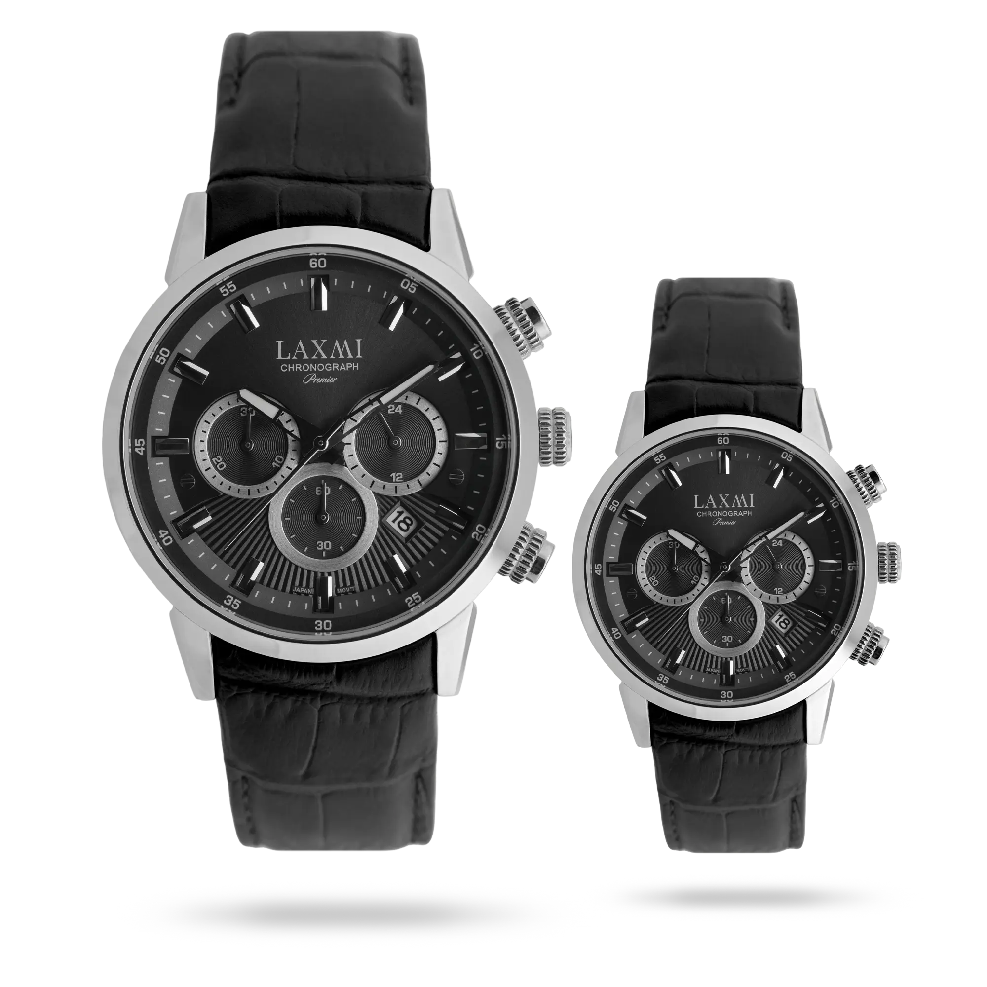 laxmi-watch-8546-15.webp ساعت مچی ست لاکسمی بند چرم نقره ای کد Laxmi 8546/15 - تصویر 1
