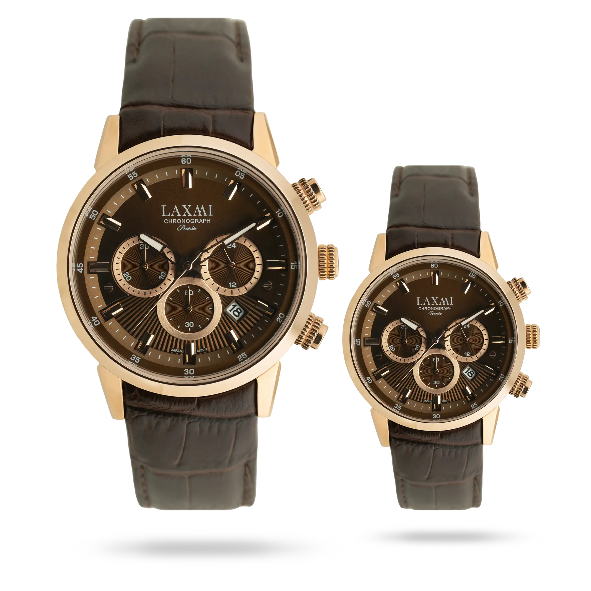 laxmi-watch-8546-18.webp ساعت مچی ست لاکسمی بند چرم رزگلد کد Laxmi 8546/18 - تصویر 1