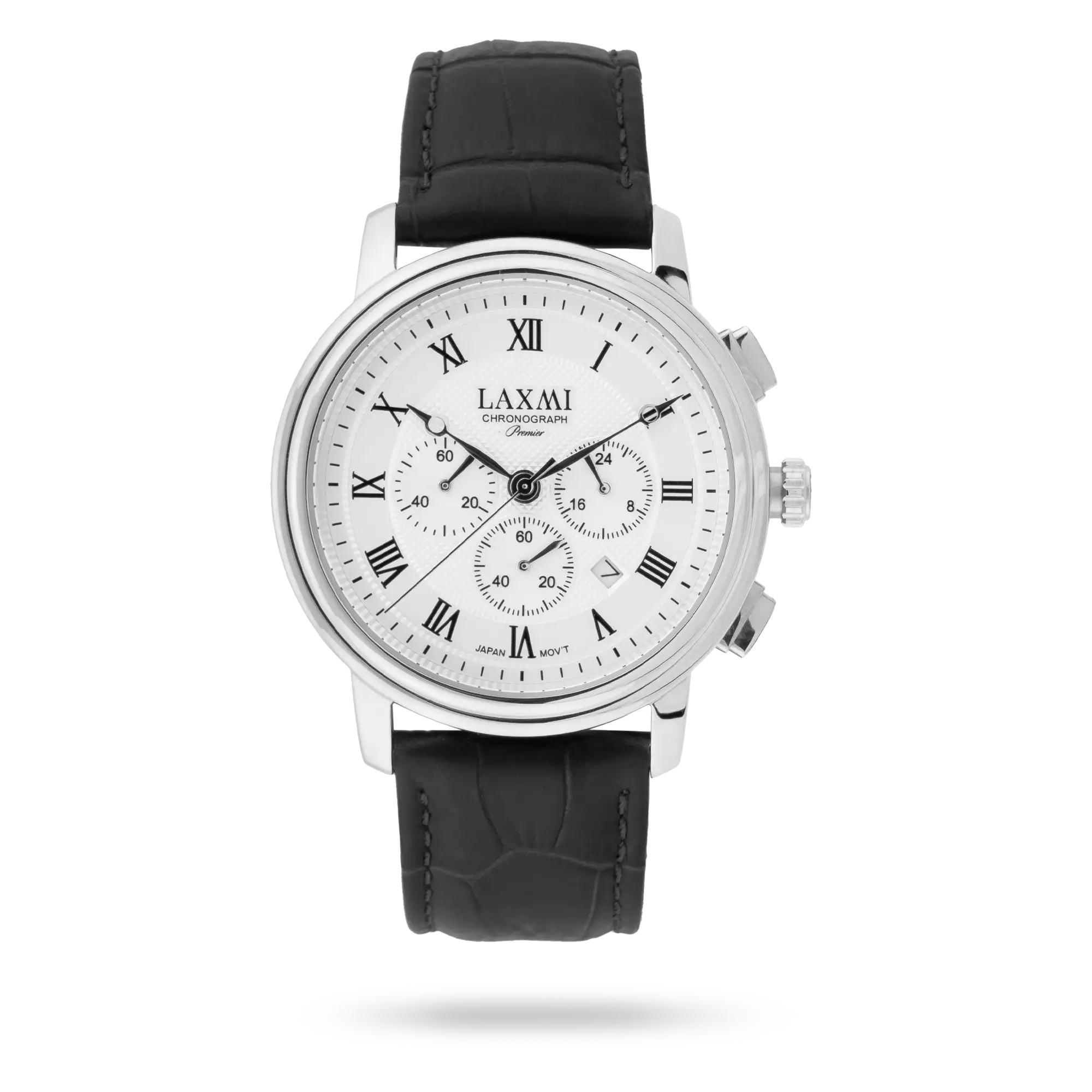 laxmi-watch-8548-1.webp ساعت مچی مردانه لاکسمی بند چرم نقره ای کد Laxmi 8548/1 - تصویر 1
