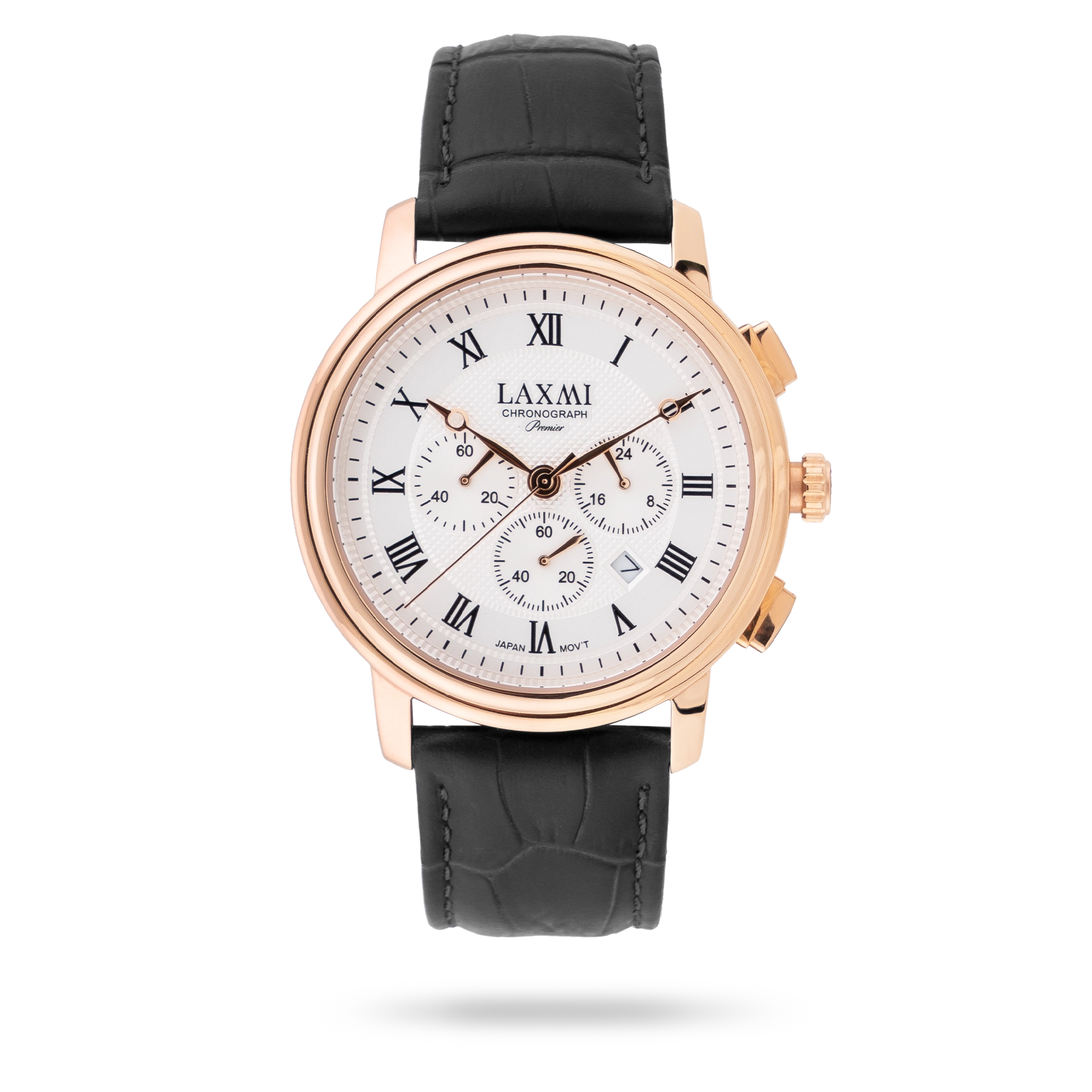 laxmi-watch-8548-7.webp ساعت مچی مردانه لاکسمی بند چرم رزگلد کد Laxmi 8548/7 - تصویر 1