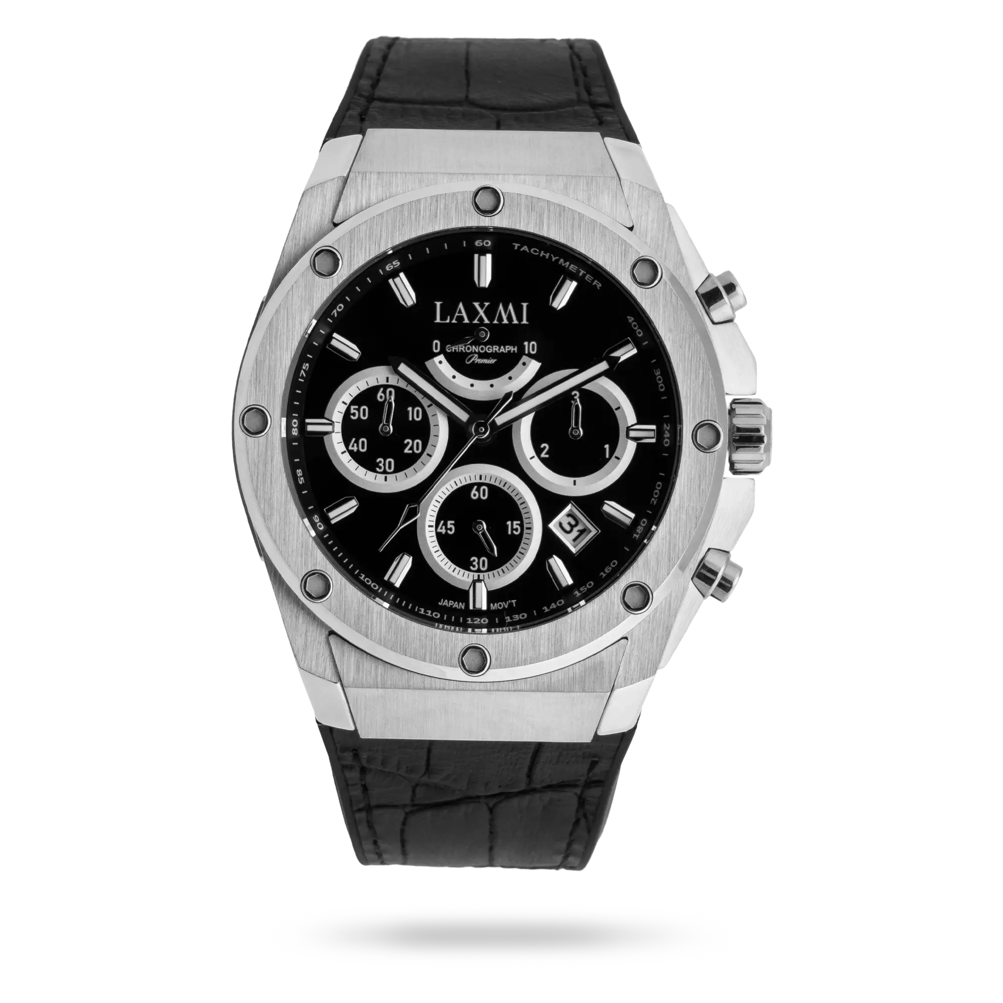 laxmi-watch-8550-3.webp ساعت مچی مردانه لاکسمی بند چرم نقره ای کد Laxmi 8550/3 - تصویر 1