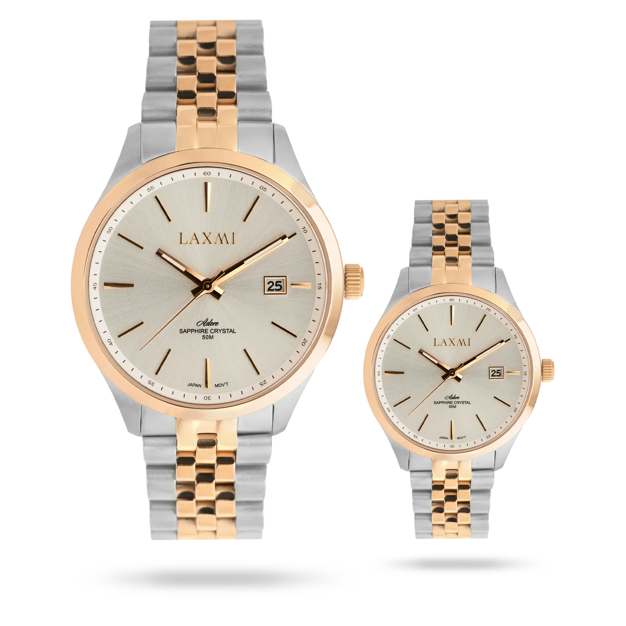 laxmi-watch-8561-1.webp ساعت مچی ست لاکسمی بند استیل نقره ای کد Laxmi 8561/1 - تصویر 1