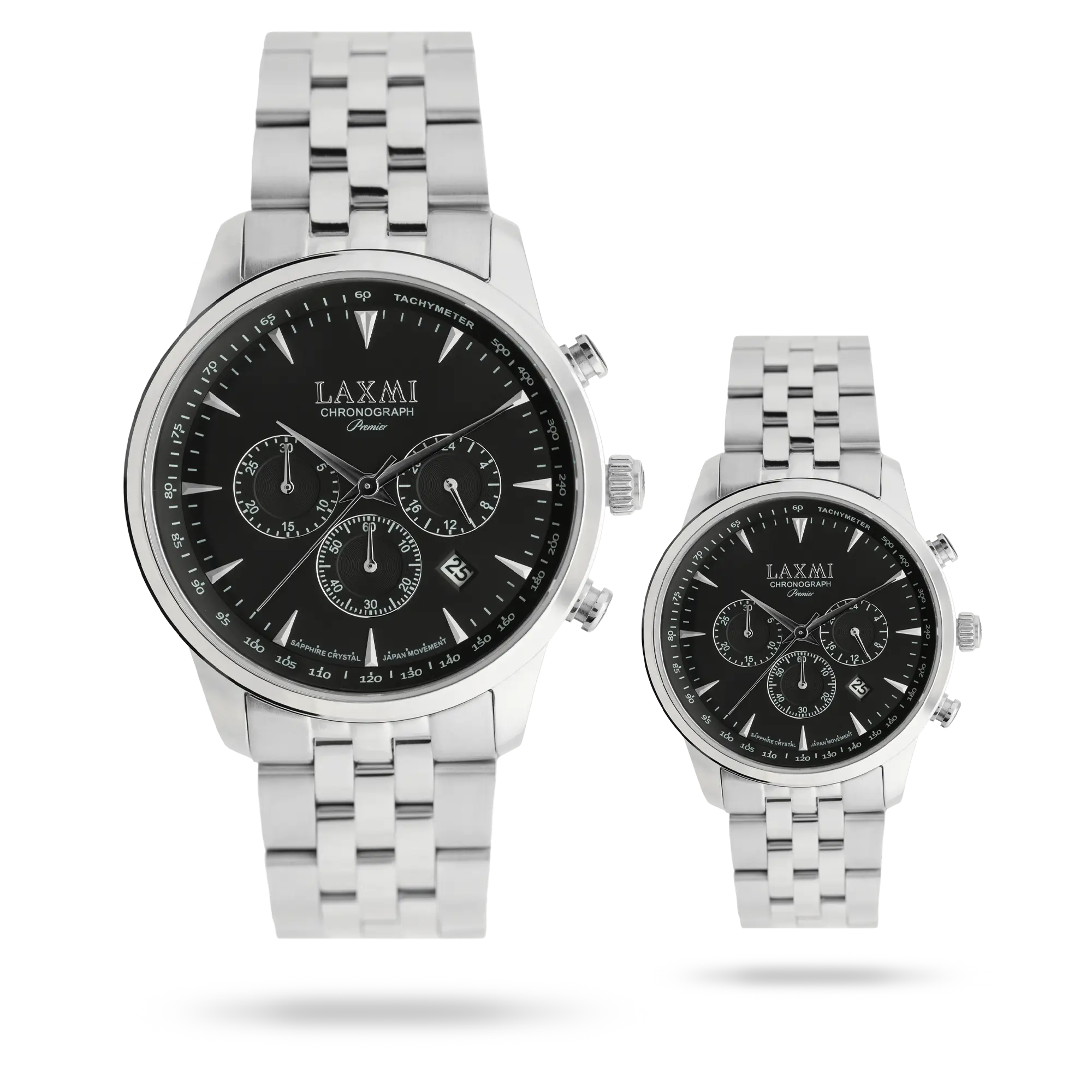 laxmi-watch-8563.webp ساعت مچی ست لاکسمی بند استیل نقره ای کد Laxmi 8563 - تصویر 1