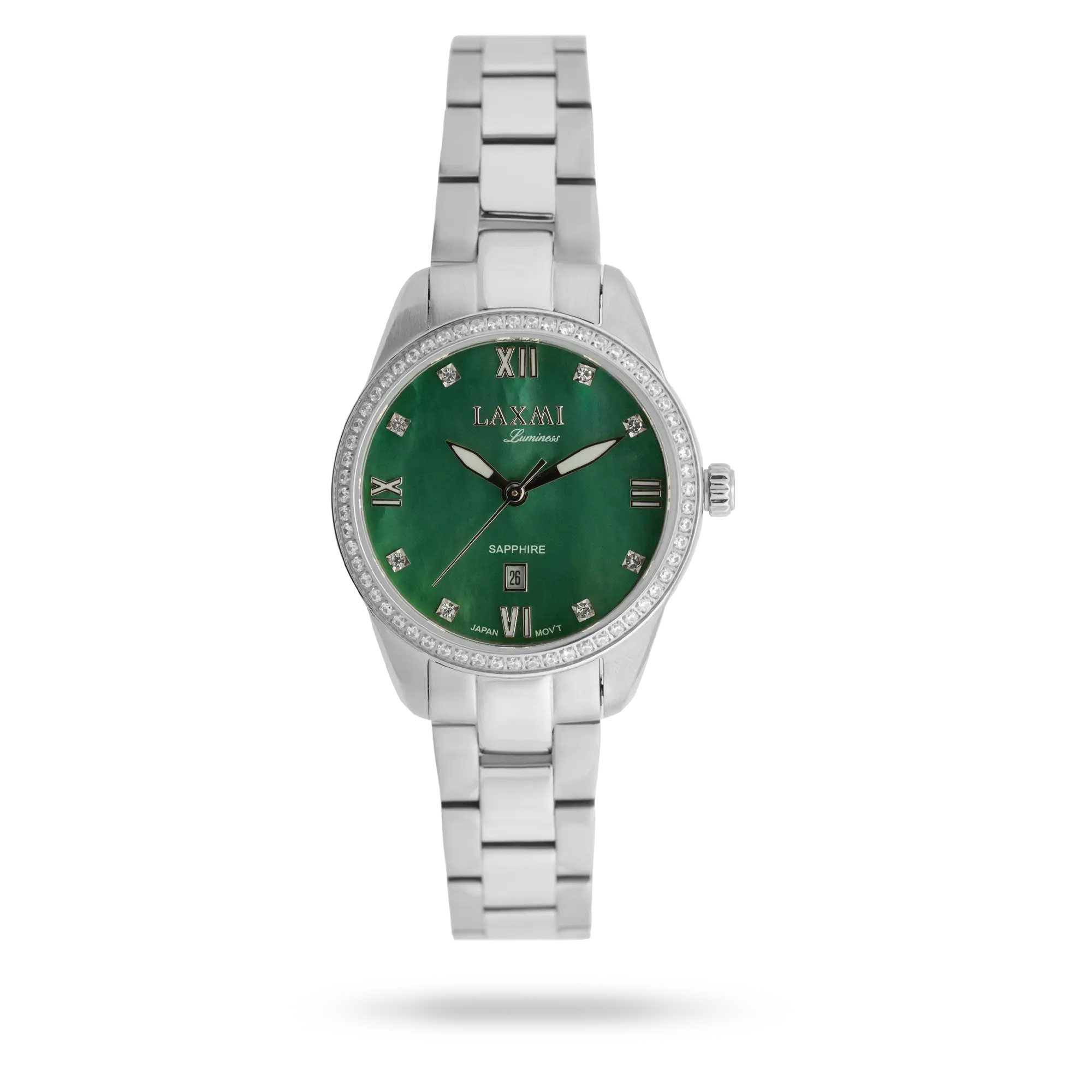 laxmi-watch-8565-1.webp ساعت مچی زنانه لاکسمی بند استیل نقره ای کد Laxmi 8565/1 - تصویر 1