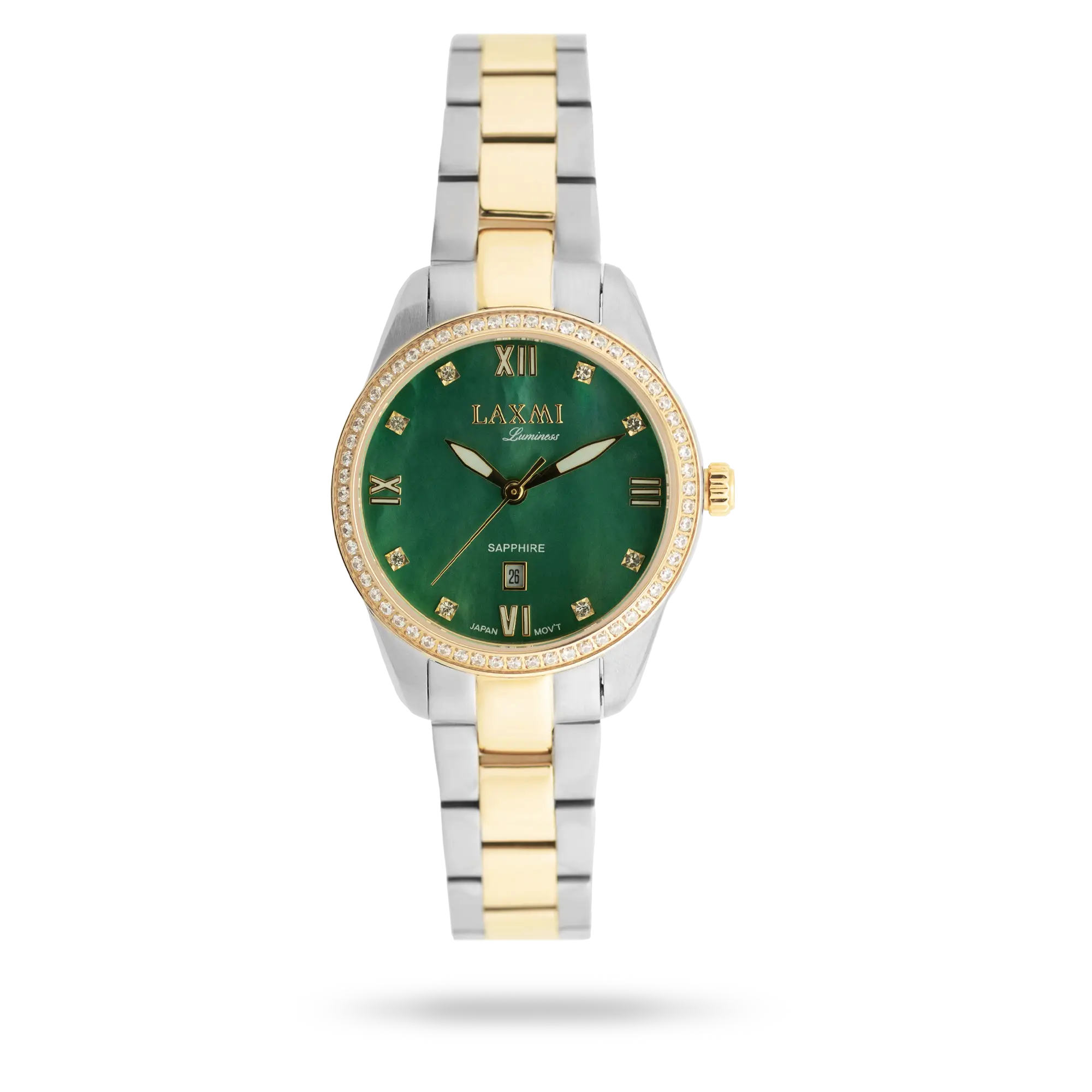 laxmi-watch-8565-2.webp ساعت مچی زنانه لاکسمی بند استیل دو رنگ طلای نقره ای کد Laxmi 8565/2 - تصویر 1