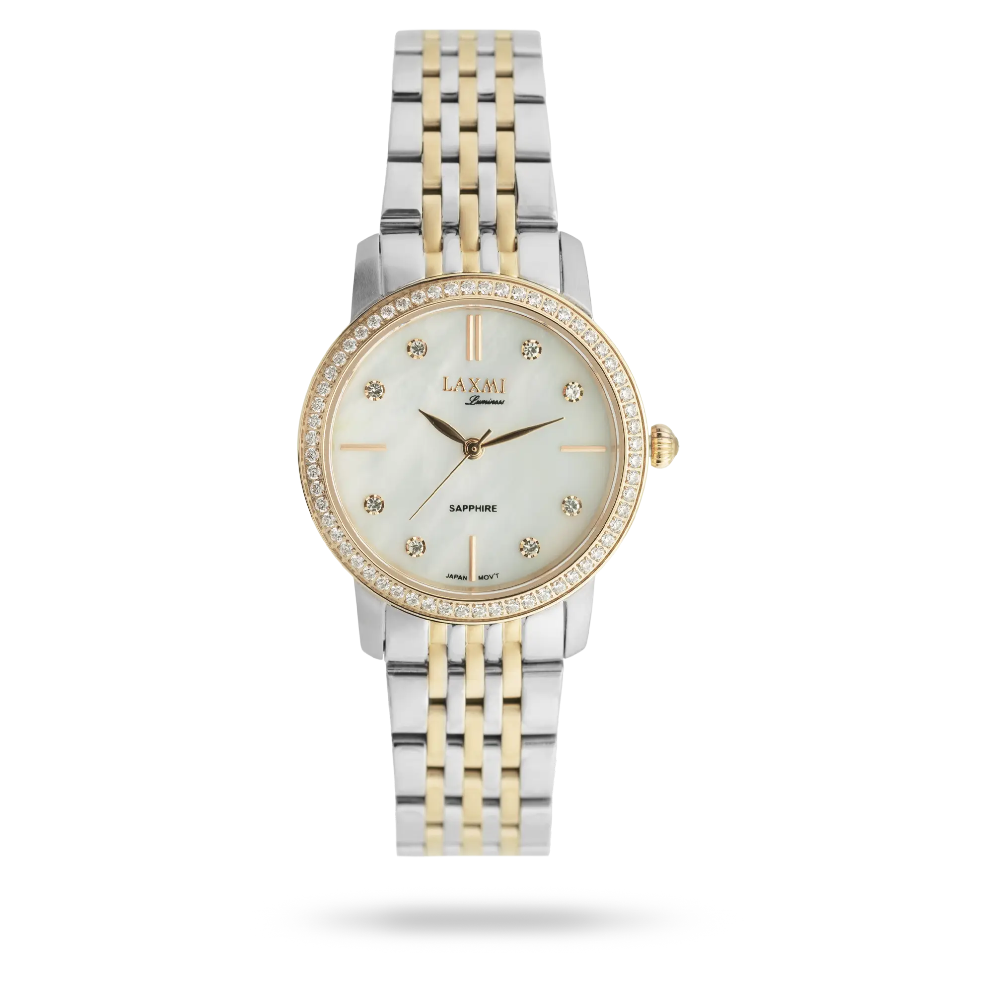 laxmi-watch-8566-4.webp ساعت مچی زنانه لاکسمی بند استیل دو رنگ طلای نقره ای کد Laxmi 8566/4 - تصویر 1