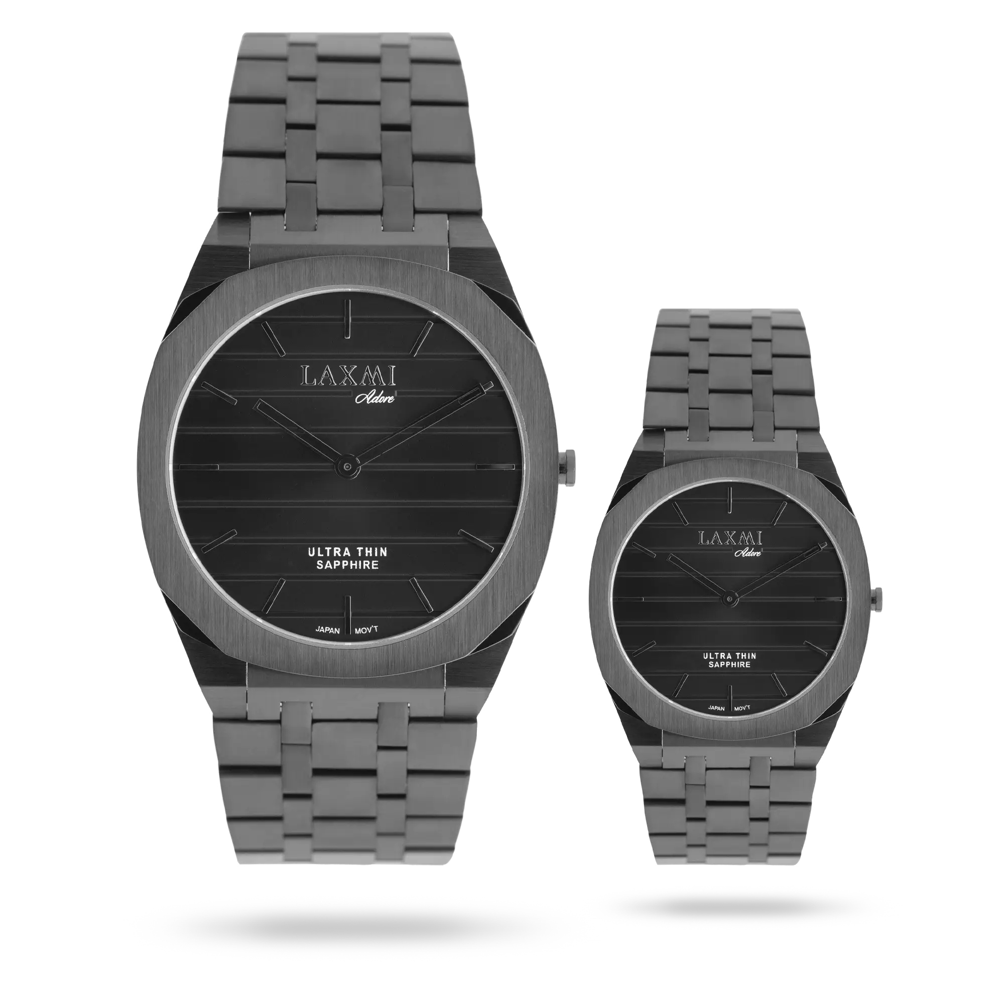 laxmi-watch-8574-9.webp ساعت مچی ست لاکسمی بند استیل مشکی کد Laxmi 8574/9 - تصویر 1