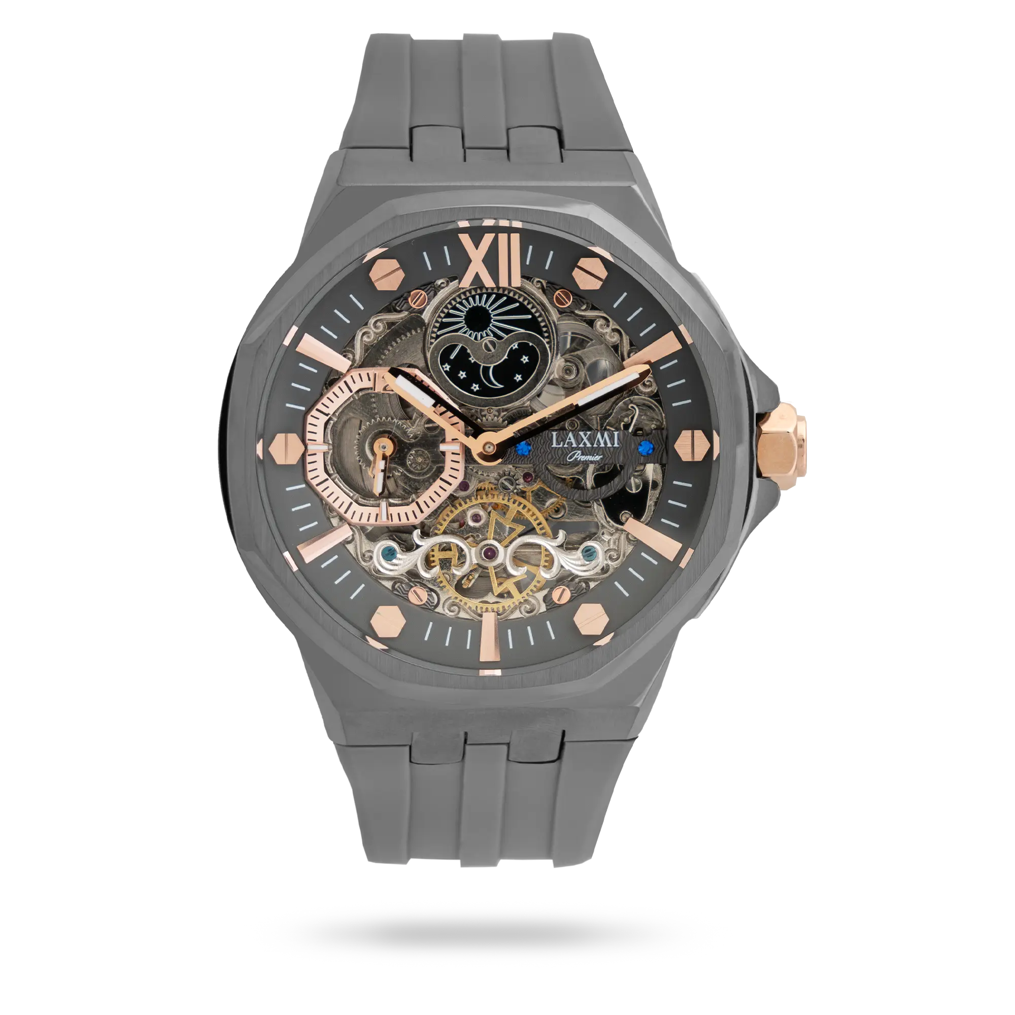 laxmi-watch-8804.webp ساعت مچی مردانه لاکسمی بند سیلیکون دودی کد Laxmi 8804 - تصویر 1
