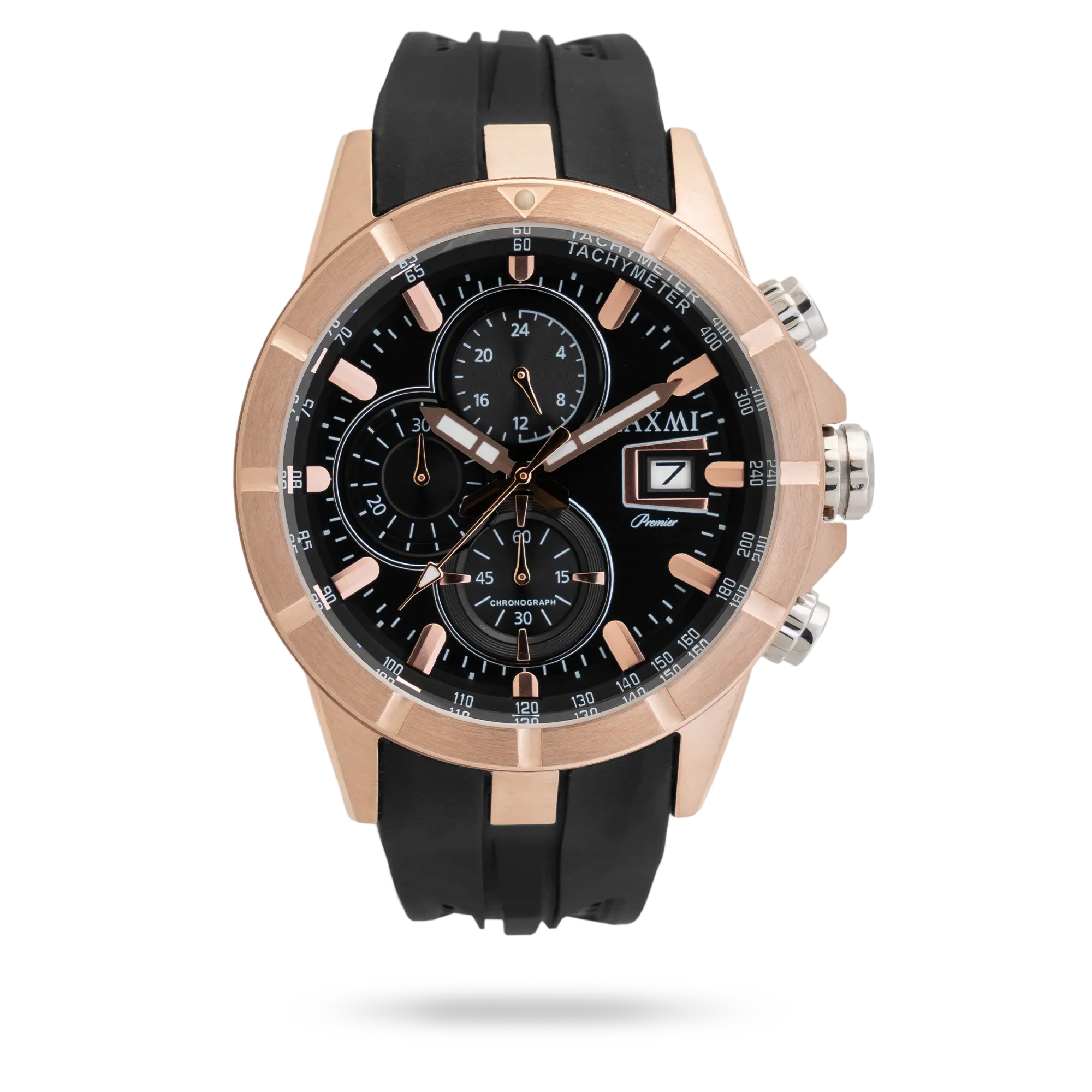 laxmi-watch-8807-2.webp ساعت مچی مردانه لاکسمی بند سیلیکون رزگلد کد Laxmi 8807/2 - تصویر 1