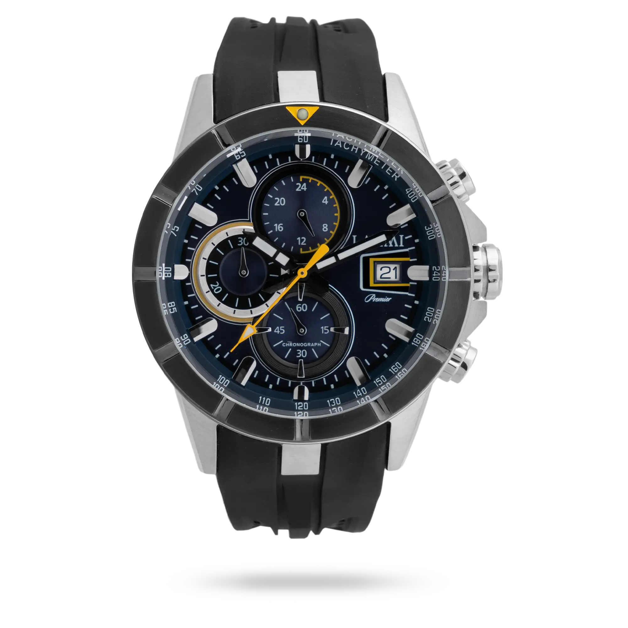 laxmi-watch-8807-3.webp ساعت مچی مردانه لاکسمی بند سیلیکون دو رنگ نقره ای مشکی کد Laxmi 8807/3 - تصویر 1