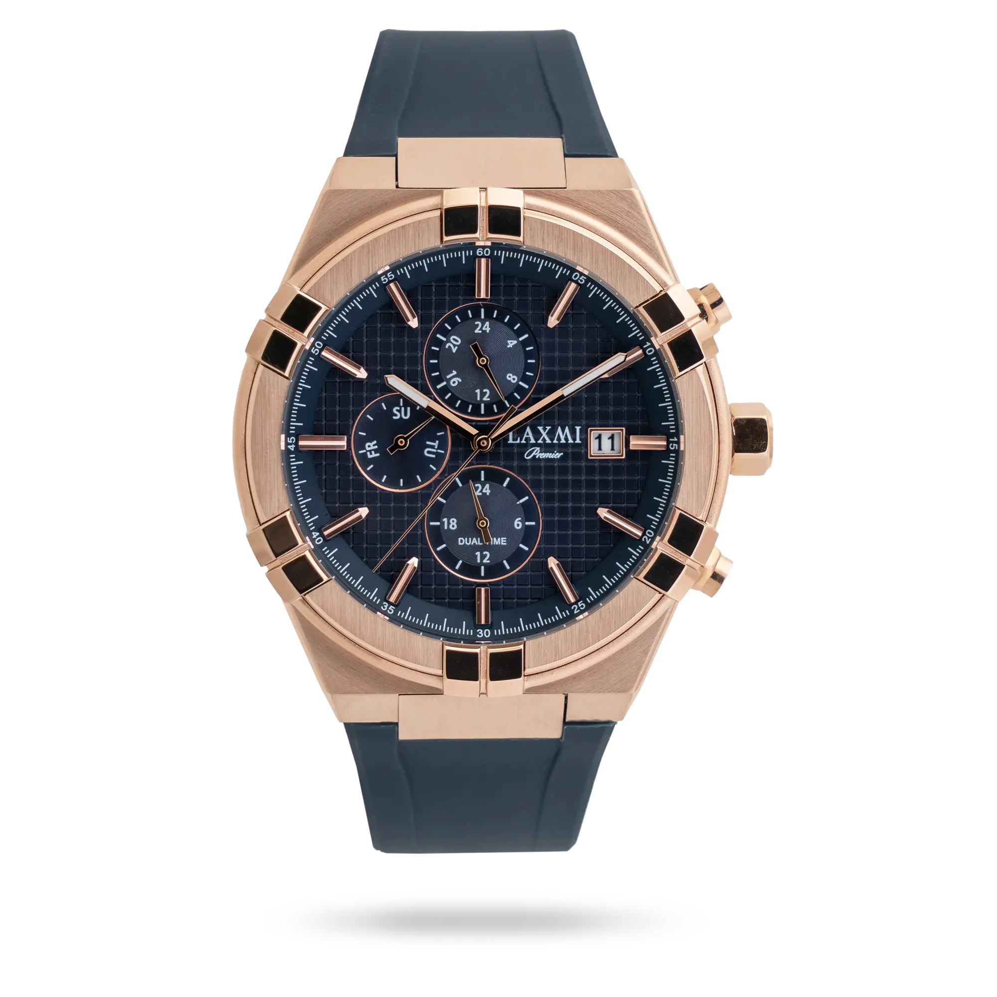 laxmi-watch-8808.webp ساعت مچی مردانه لاکسمی بند سیلیکون رزگلد کد Laxmi 8808 - تصویر 1
