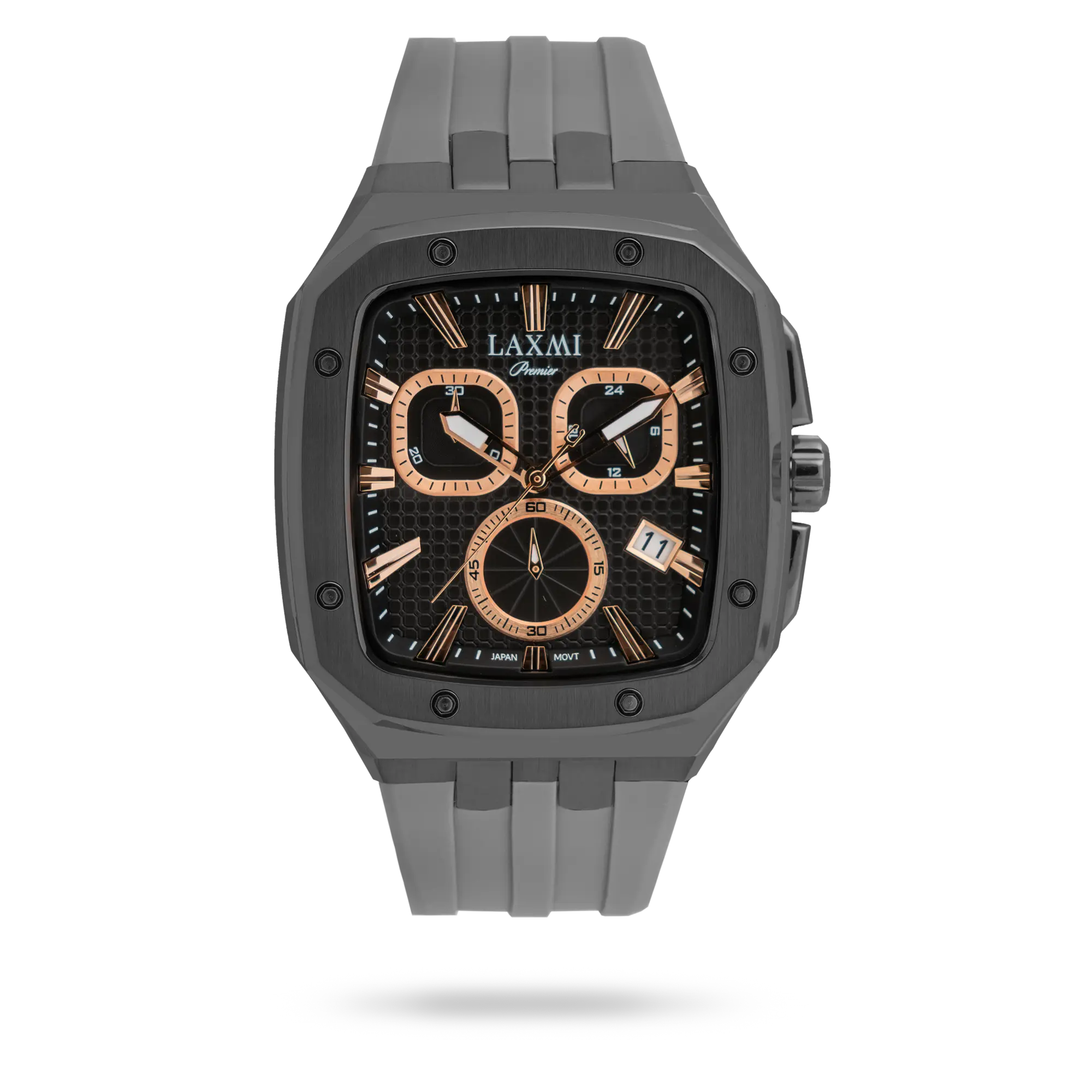 laxmi-watch-8809-4.webp ساعت مچی مردانه لاکسمی بند سیلیکون دودی کد Laxmi 8809/4 - تصویر 1
