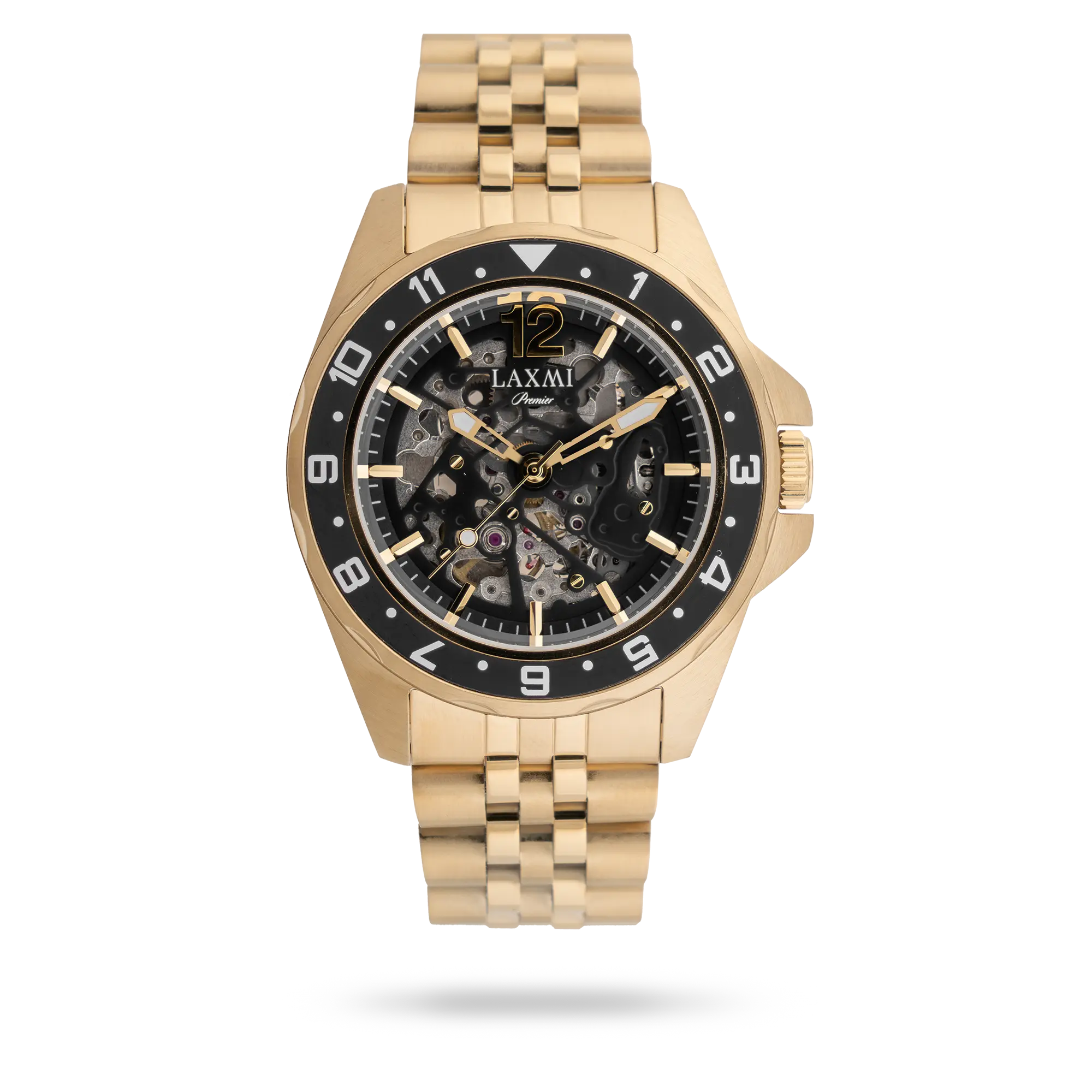 laxmi-watch-8815-4.webp ساعت مچی مردانه لاکسمی بند استیل طلایی کد Laxmi 8815/4 - تصویر 1