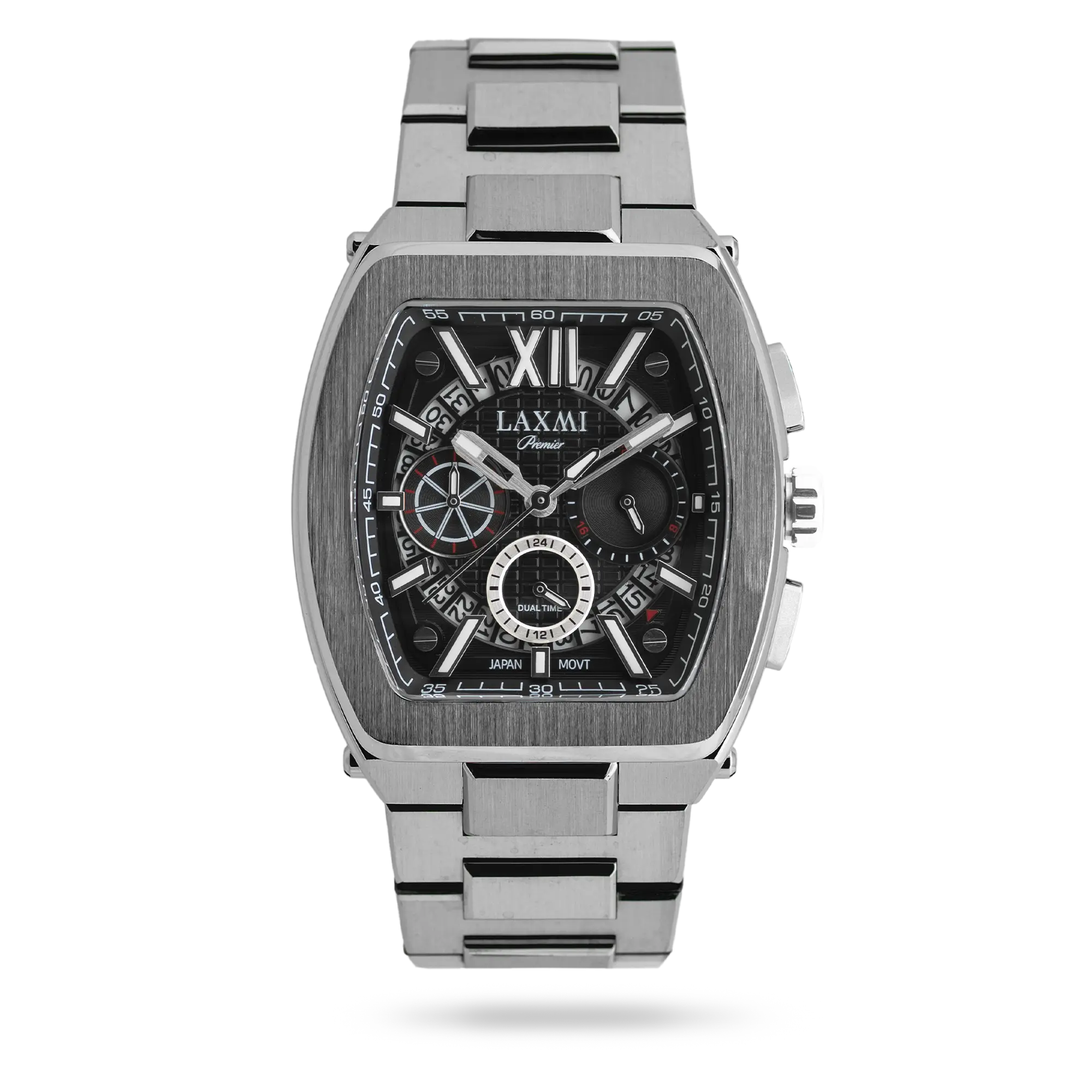 laxmi-watch-8818-1.webp ساعت مچی مردانه لاکسمی بند استیل دودی کد Laxmi 8818/1 - تصویر 1