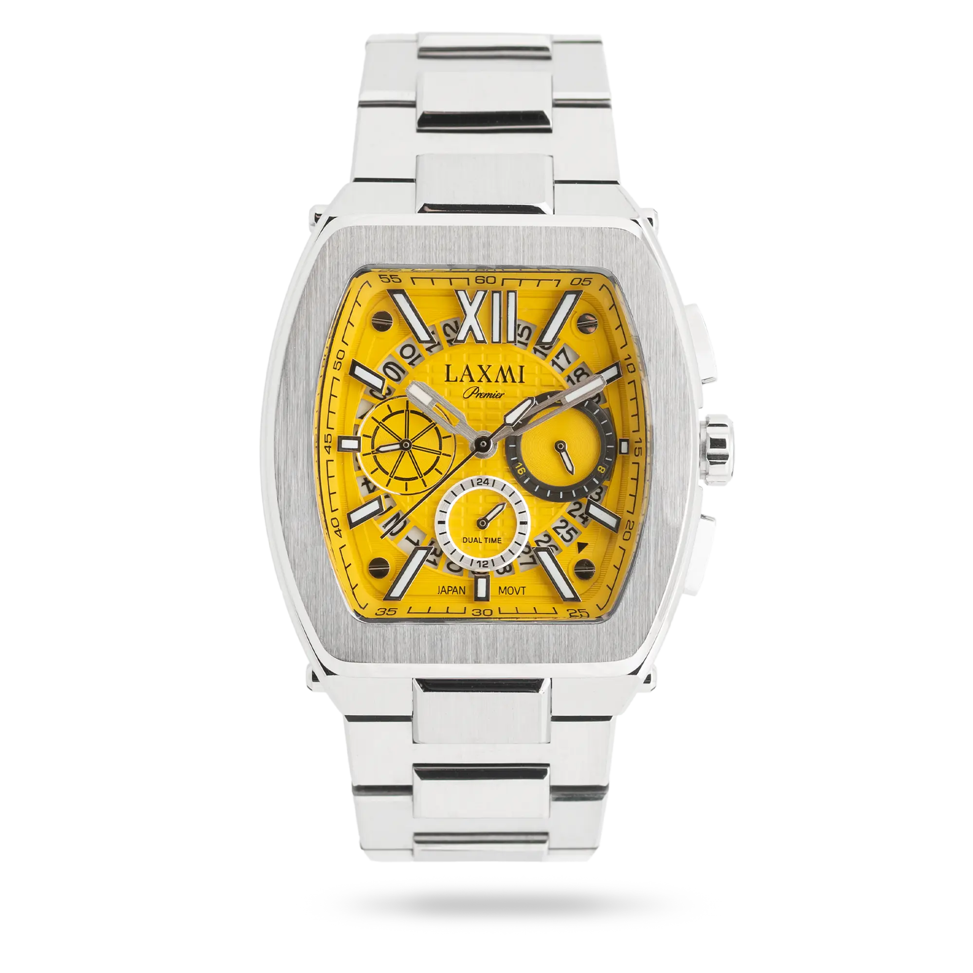 laxmi-watch-8818-5.webp ساعت مچی مردانه لاکسمی بند استیل نقره ای کد Laxmi 8818/5 - تصویر 1