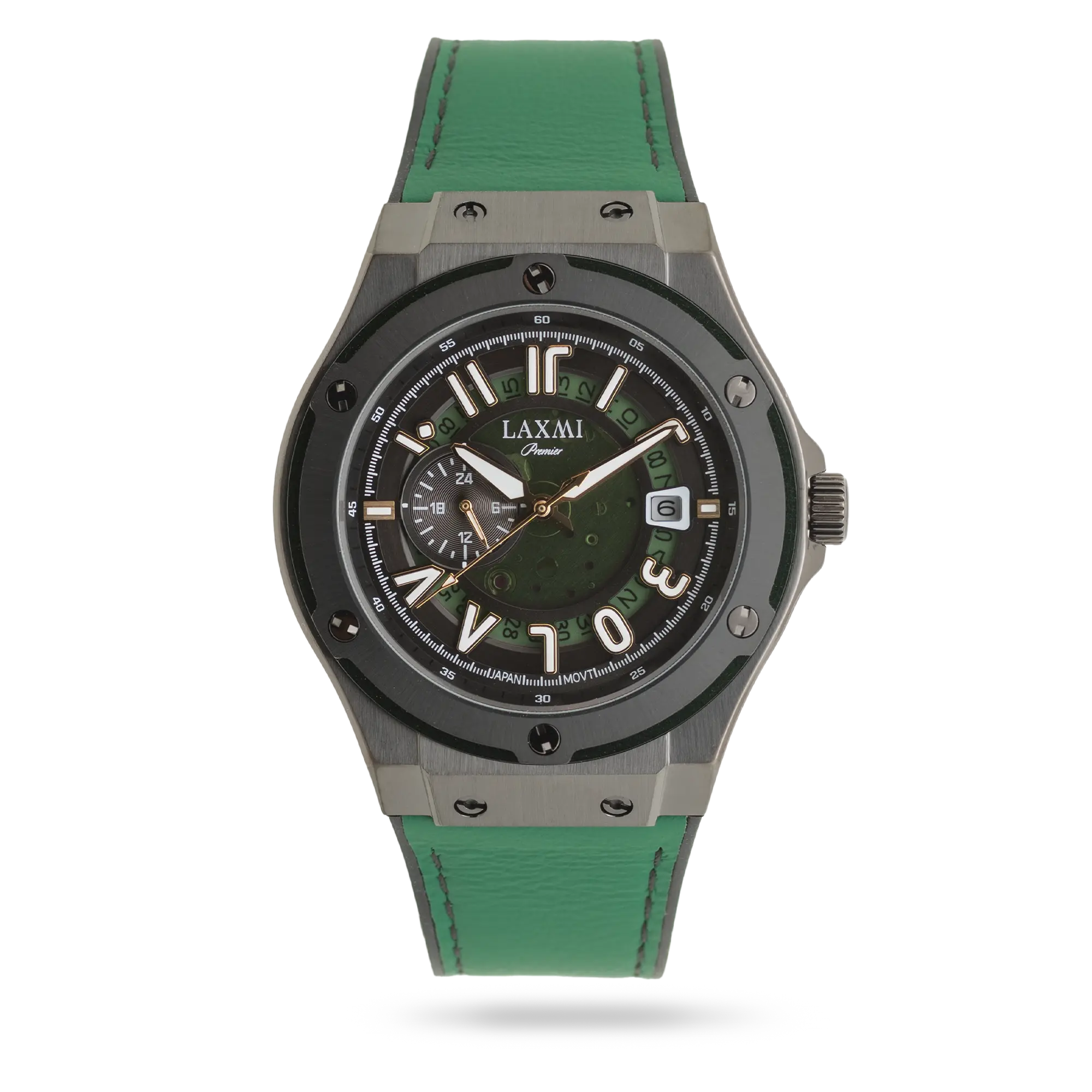 laxmi-watch-8819-2.webp ساعت مچی مردانه لاکسمی بند چرم دودی کد Laxmi 8819/2 - تصویر 1