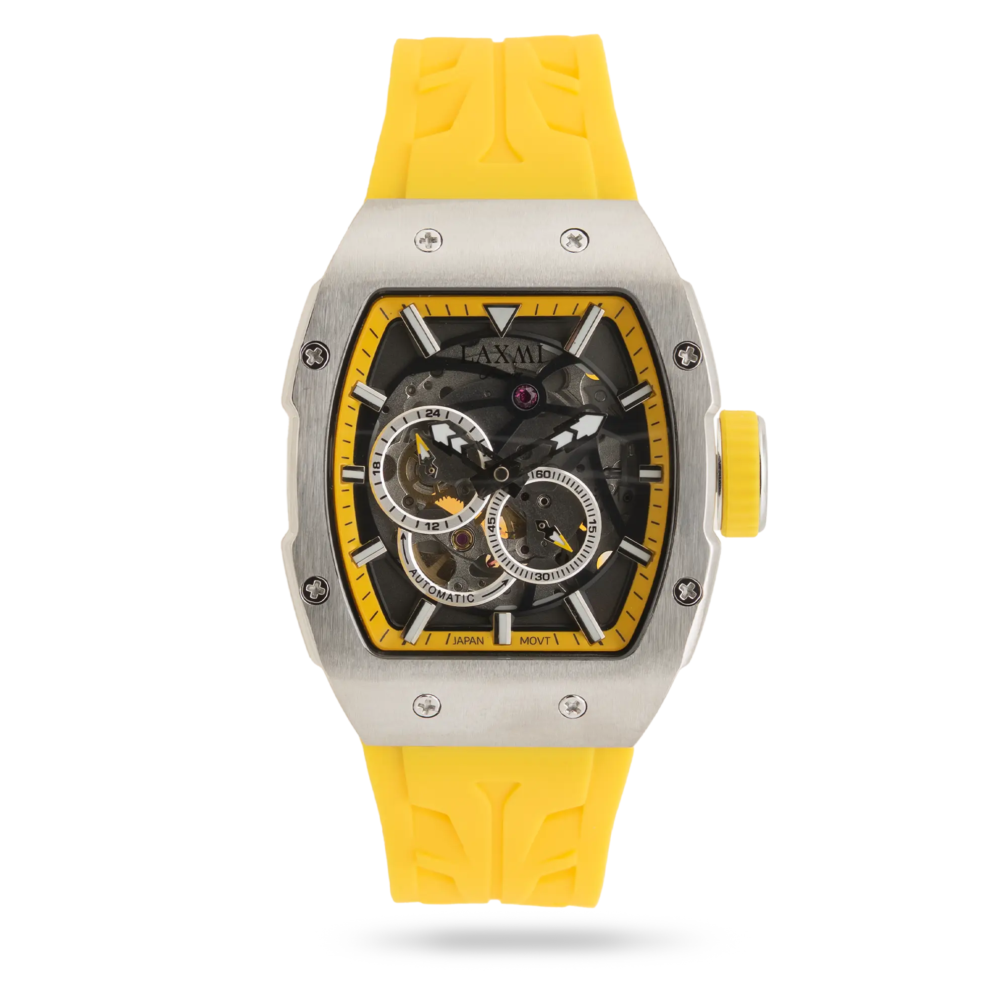 laxmi-watch-8820-2.webp ساعت مچی مردانه لاکسمی بند سیلیکون نقره ای کد Laxmi 8820/2 - تصویر 1