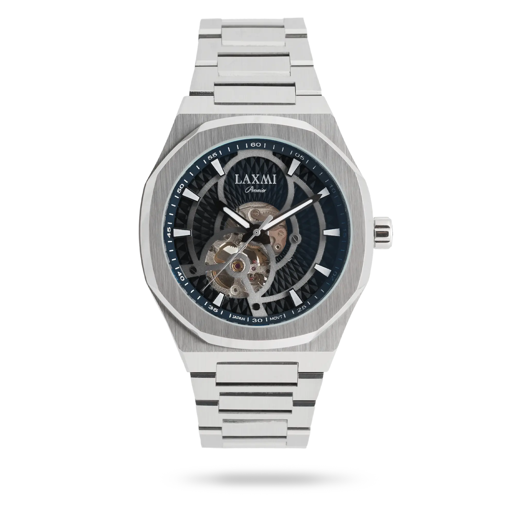 laxmi-watch-8823-1.webp ساعت مچی مردانه لاکسمی بند استیل نقره ای کد Laxmi 8823/1 - تصویر 1