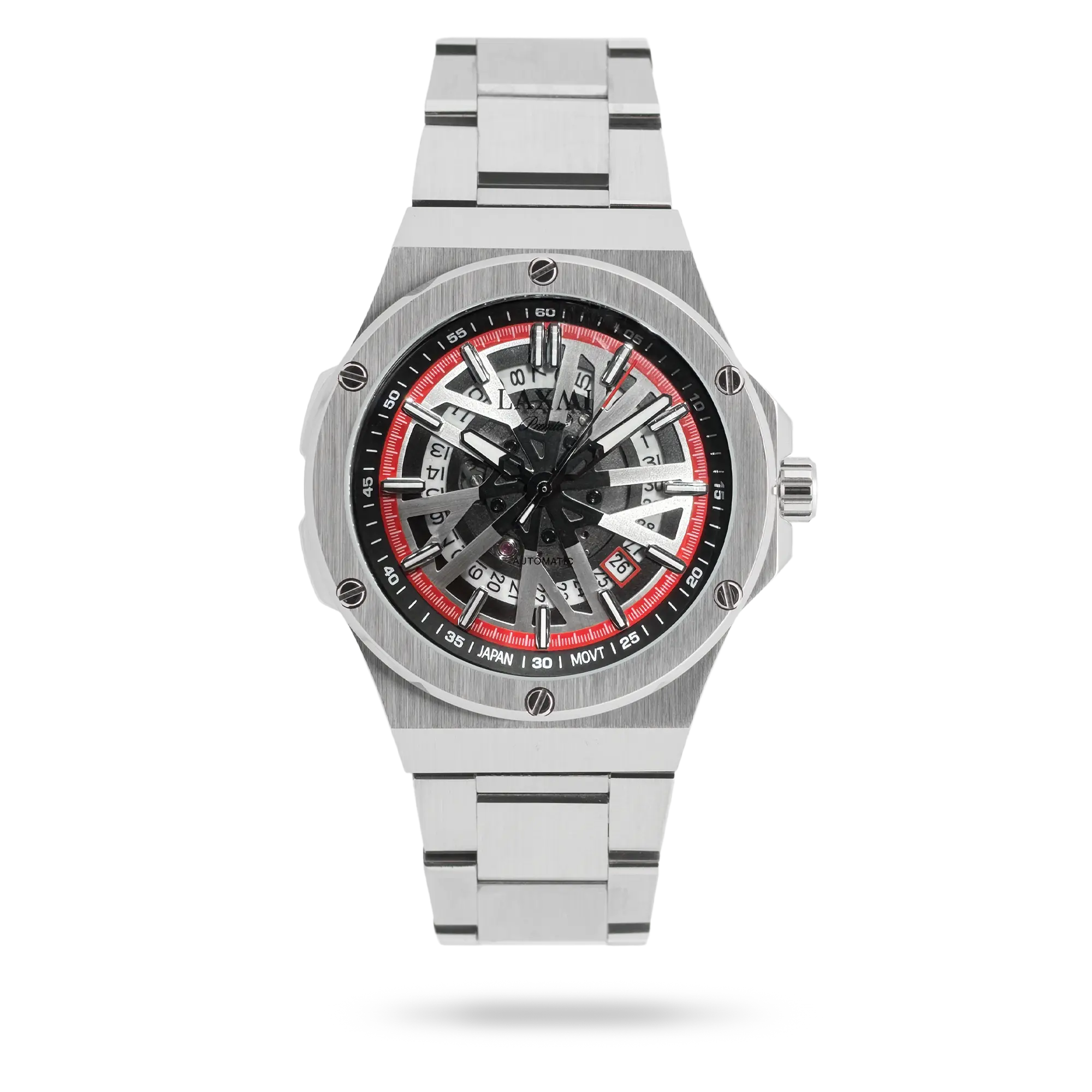 laxmi-watch-8824-1.webp ساعت مچی مردانه لاکسمی بند استیل نقره ای کد Laxmi 8824/1 - تصویر 1