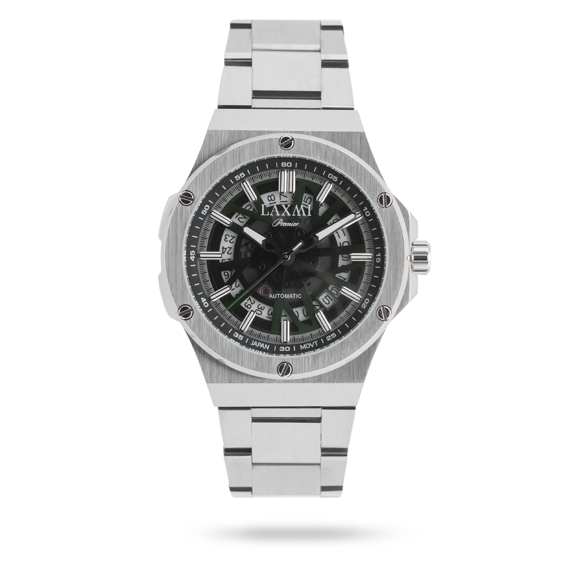 laxmi-watch-8824-2.webp ساعت مچی مردانه لاکسمی بند استیل نقره ای کد Laxmi 8824/2 - تصویر 1