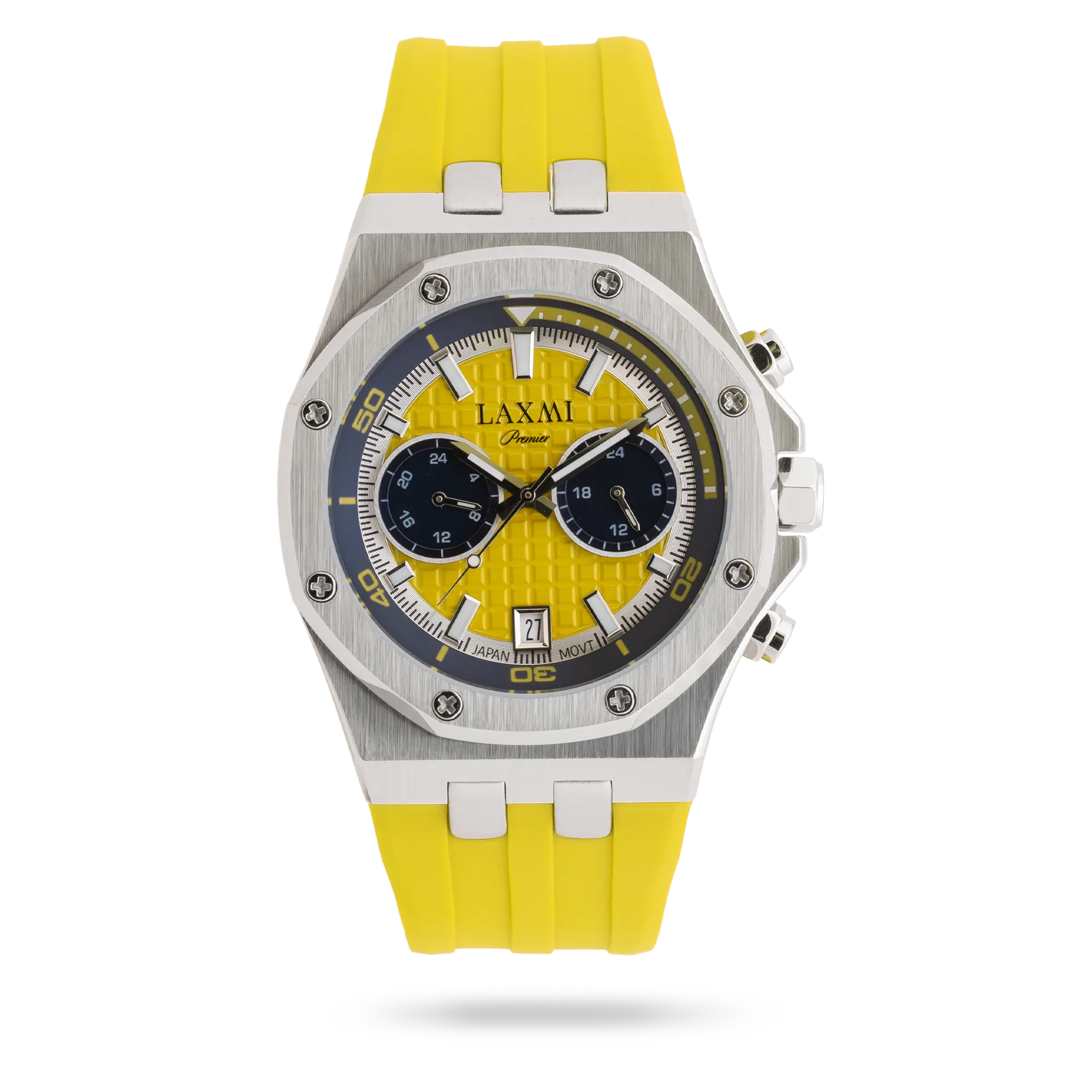laxmi-watch-8825-3.webp ساعت مچی مردانه لاکسمی بند سیلیکون نقره ای کد Laxmi 8825/3 - تصویر 1