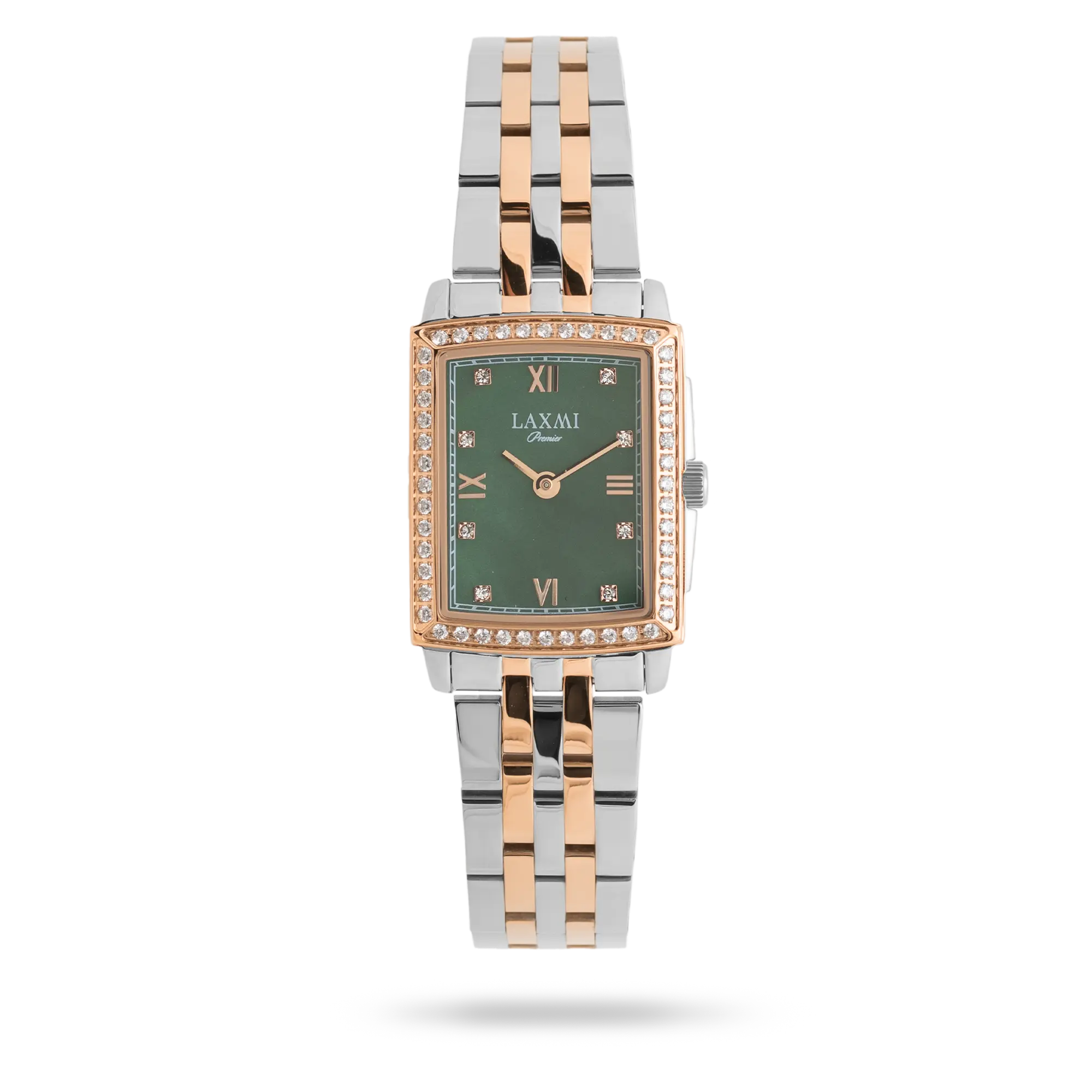 laxmi-watch-8826-4.webp ساعت مچی زنانه لاکسمی بند استیل دو رنگ رزگلد نقره ای کد Laxmi 8826/4 - تصویر 1