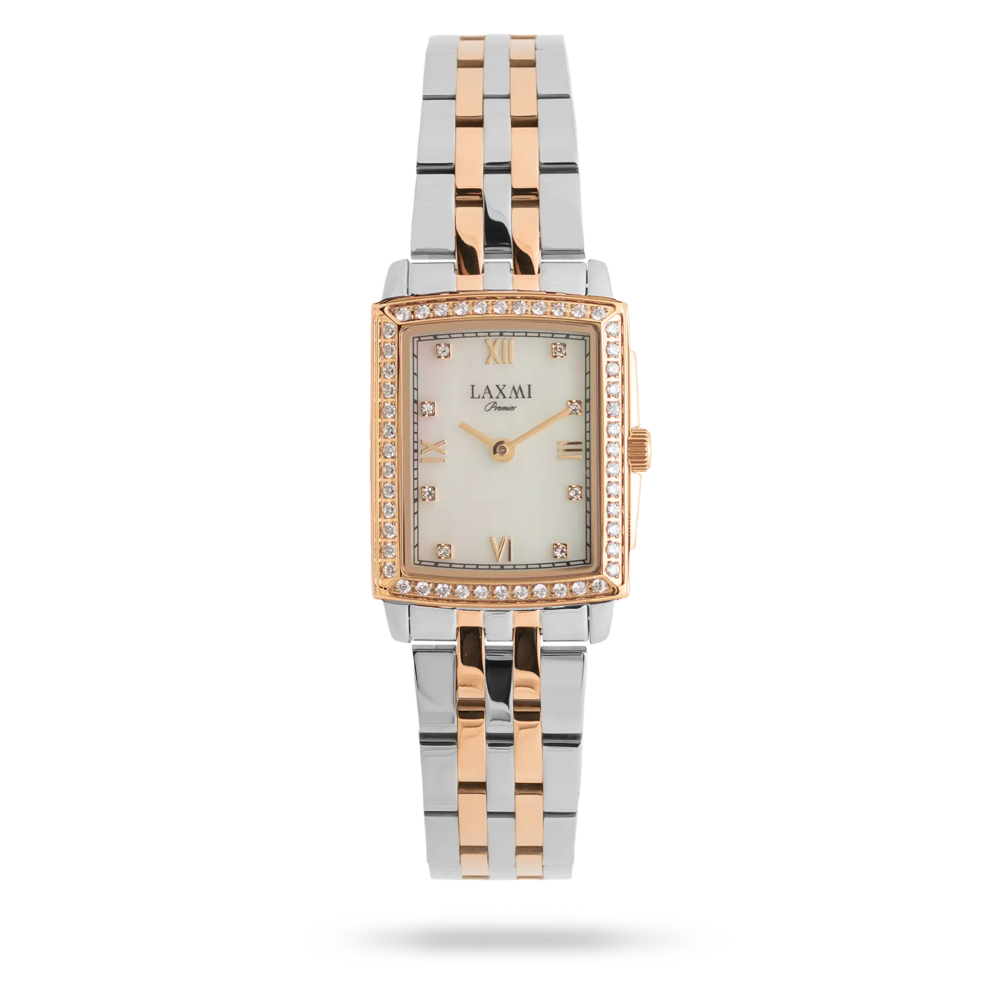 laxmi-watch-8826-5.webp ساعت مچی زنانه لاکسمی بند استیل دو رنگ رزگلد نقره ای کد Laxmi 8826/5 - تصویر 1