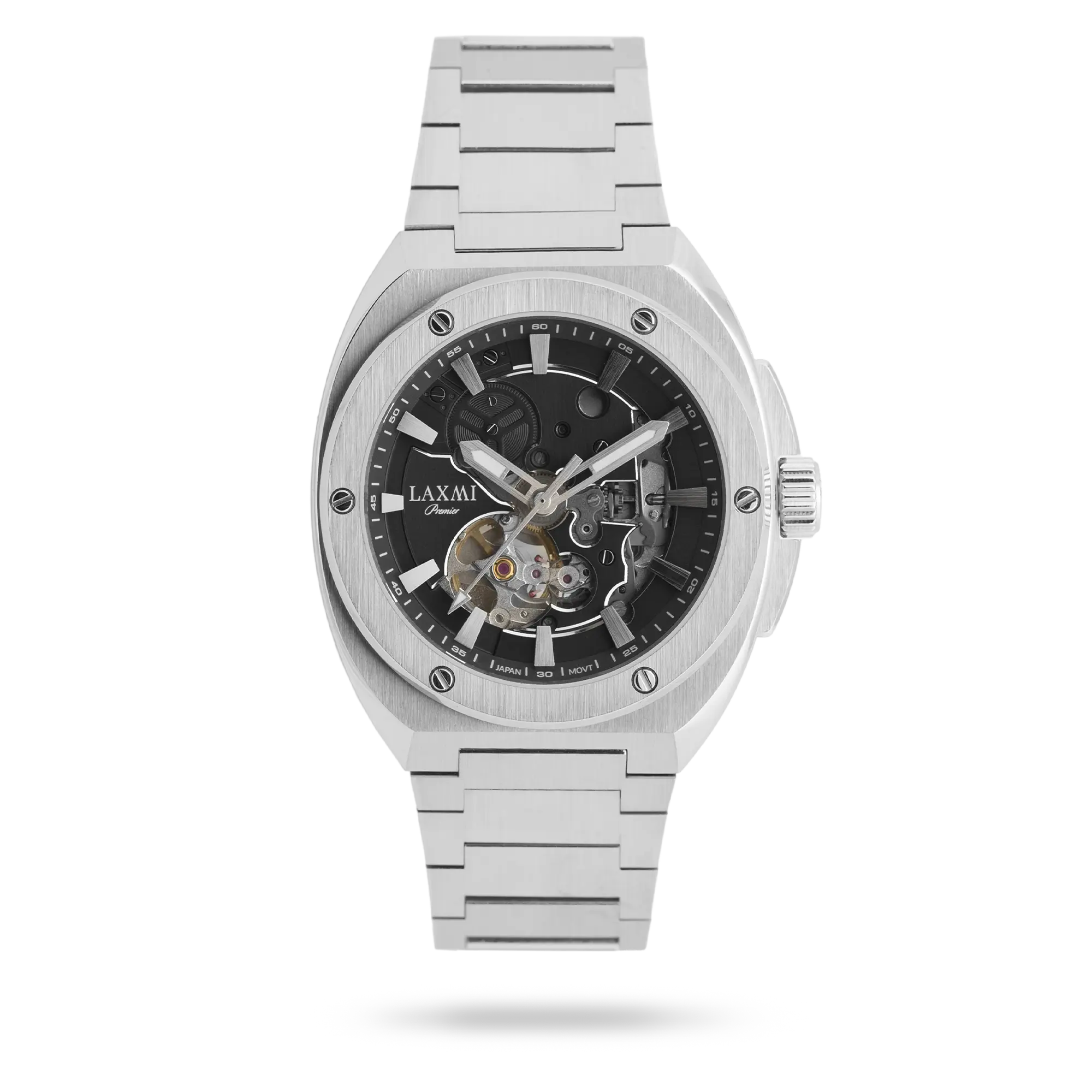 laxmi-watch-8830-1.webp ساعت مچی مردانه لاکسمی بند استیل نقره ای کد Laxmi 8830/1 - تصویر 1