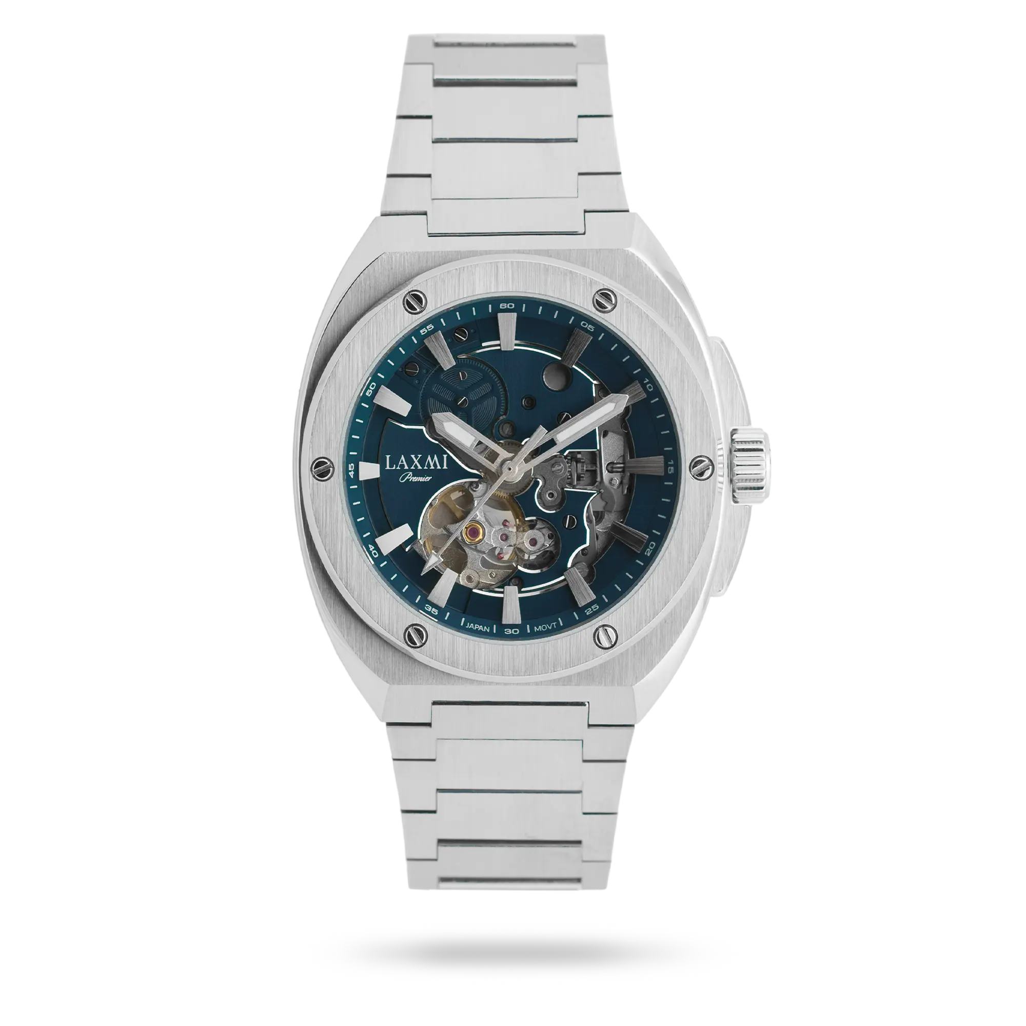 laxmi-watch-8830-5.webp ساعت مچی مردانه لاکسمی بند استیل نقره ای کد Laxmi 8830/5 - تصویر 1