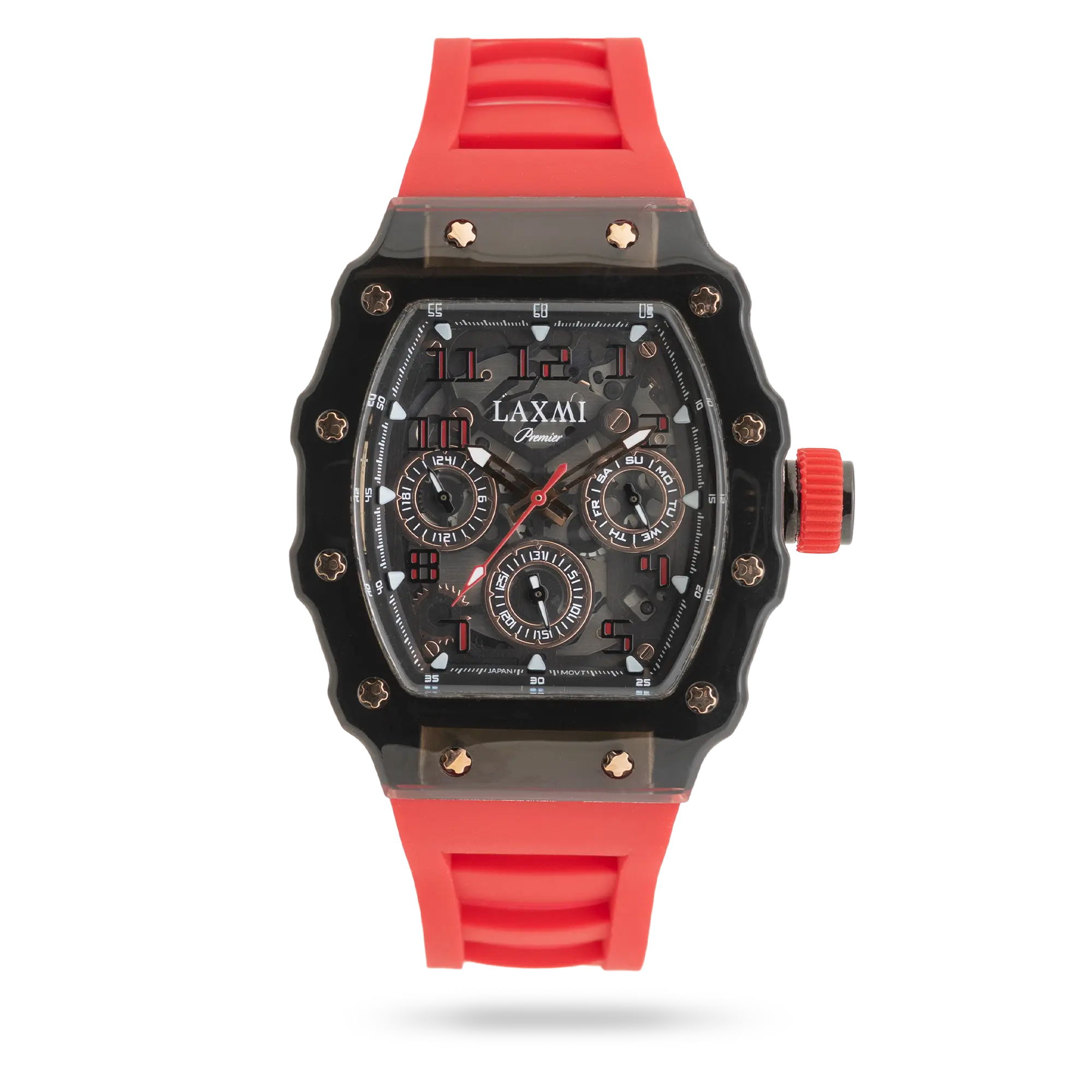 laxmi-watch-8831-4.webp ساعت مچی مردانه لاکسمی بند سیلیکون مشکی کد Laxmi 8831/4 - تصویر 1