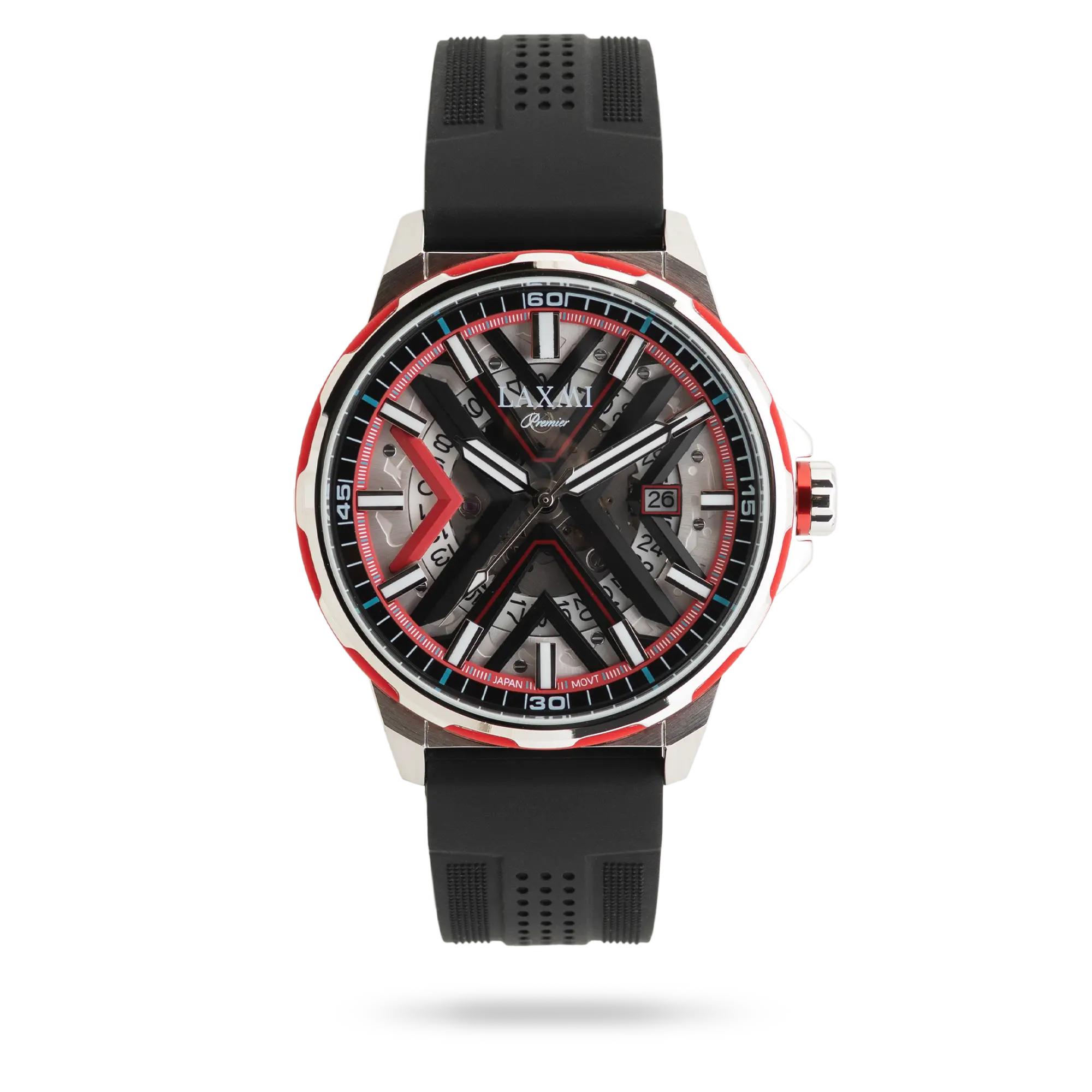 laxmi-watch-8833-1.webp ساعت مچی مردانه لاکسمی بند سیلیکون نقره ای کد Laxmi 8833/1 - تصویر 1