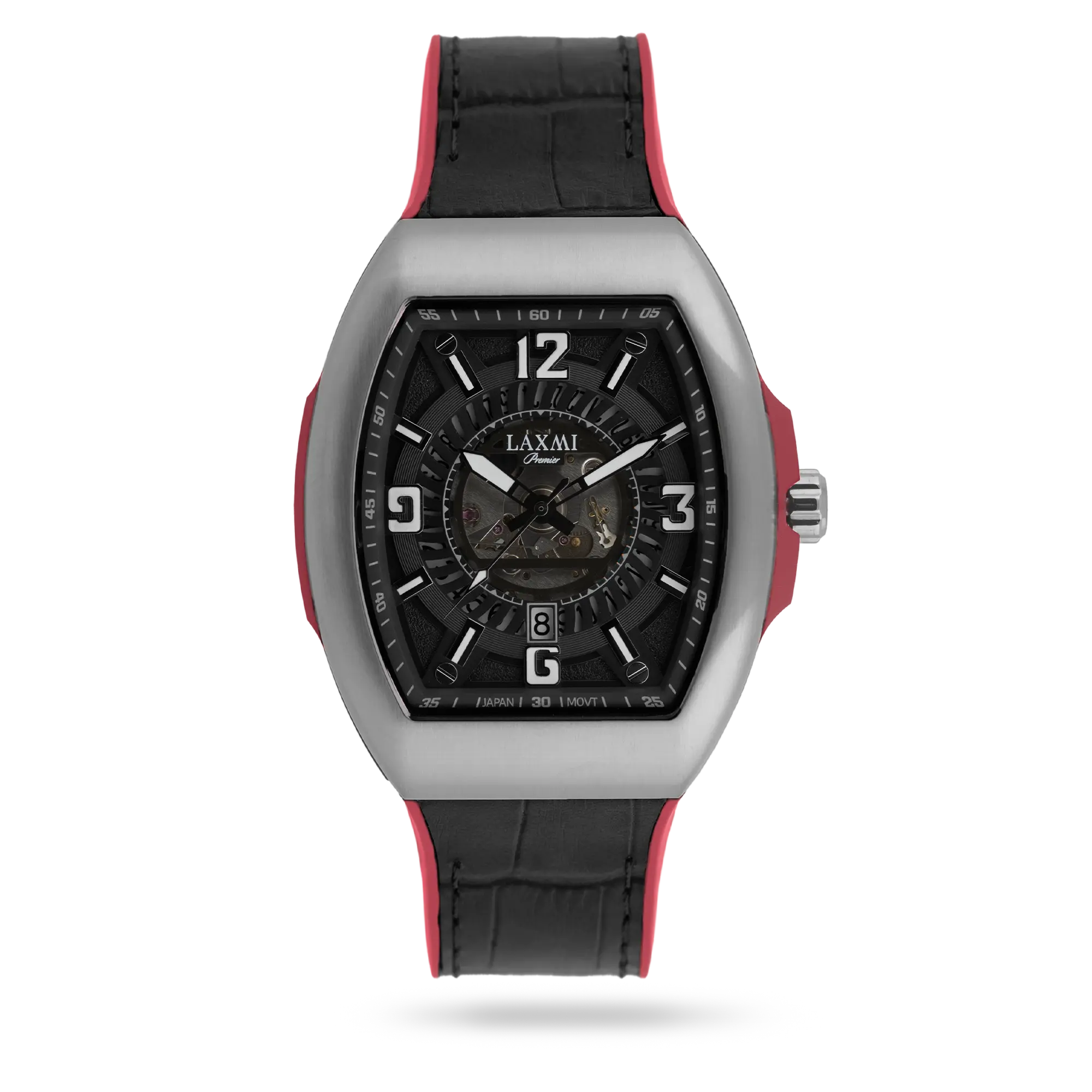 laxmi-watch-8834-1.webp ساعت مچی مردانه لاکسمی بند چرم نقره ای کد Laxmi 8834/1 - تصویر 1