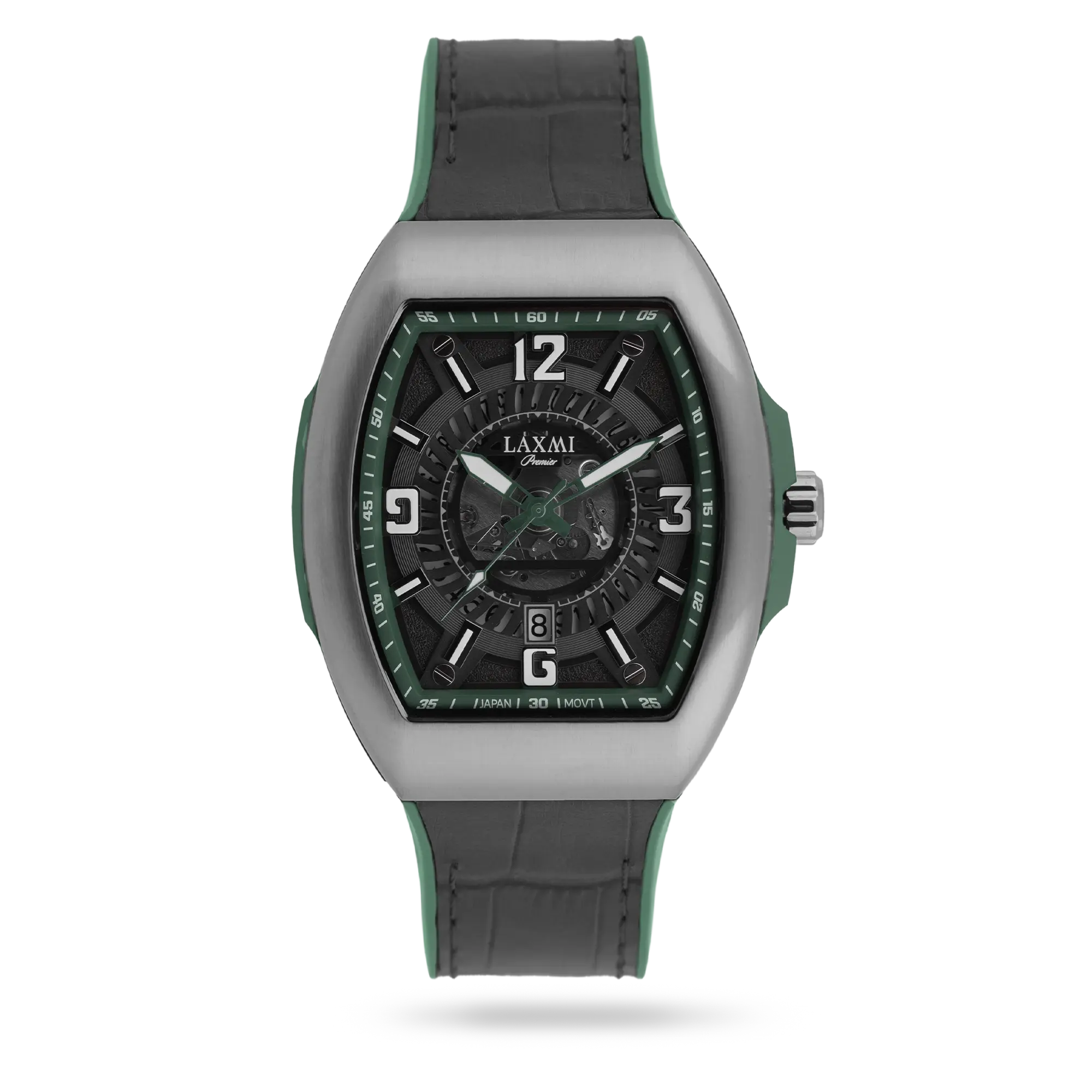 laxmi-watch-8834-5.webp ساعت مچی مردانه لاکسمی بند چرم نقره ای کد Laxmi 8834/5 - تصویر 1