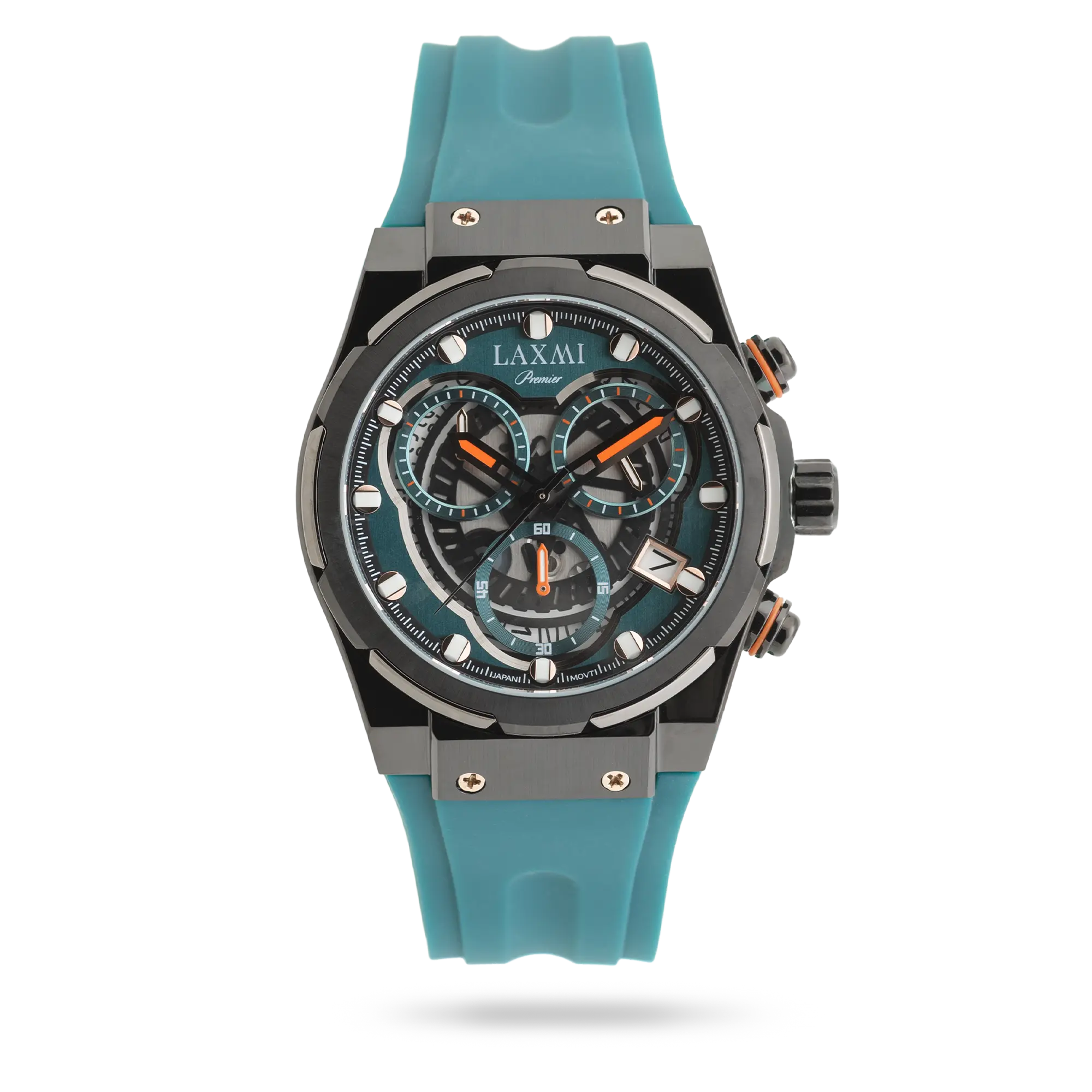 laxmi-watch-8835-4.webp ساعت مچی مردانه لاکسمی بند سیلیکون دودی کد Laxmi 8835/4 - تصویر 1
