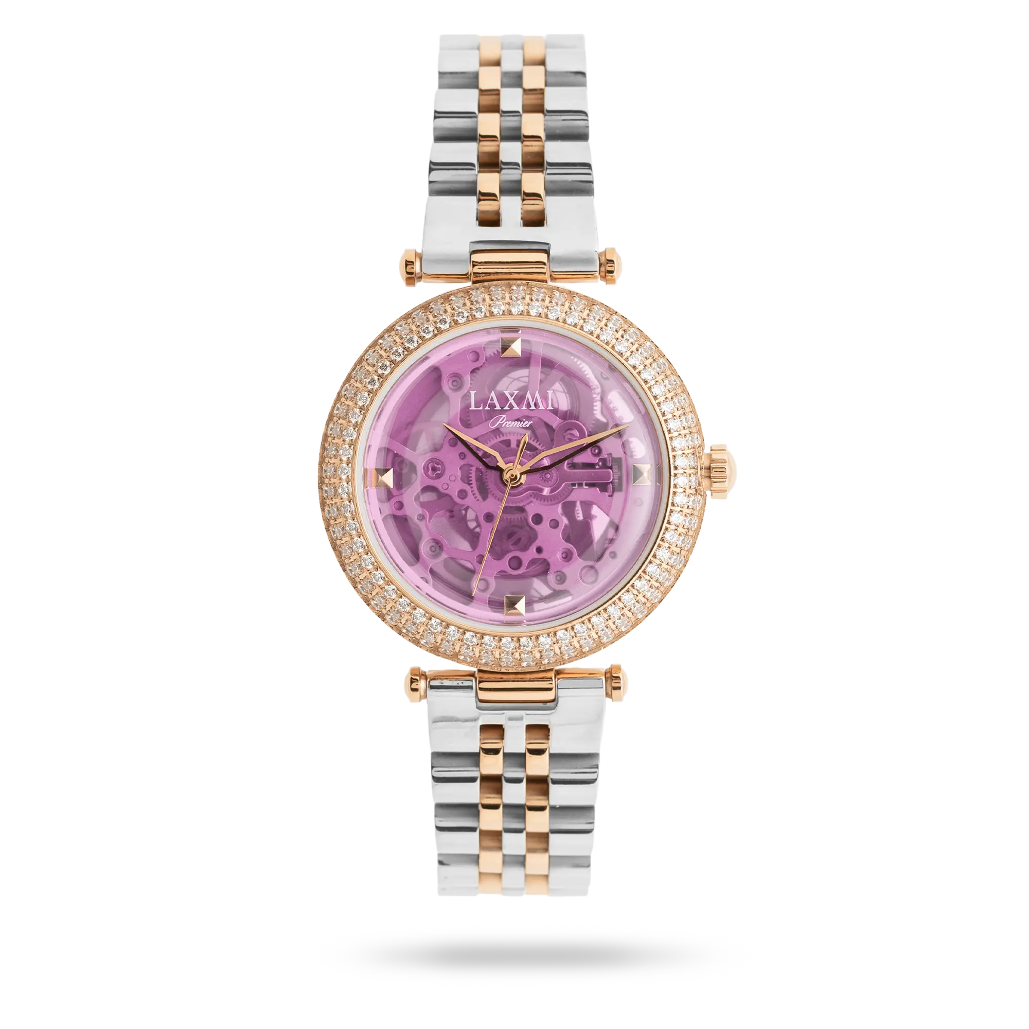 laxmi-watch-8836-5.webp ساعت مچی زنانه لاکسمی بند استیل دو رنگ رزگلد نقره ای کد Laxmi 8836/5 - تصویر 1