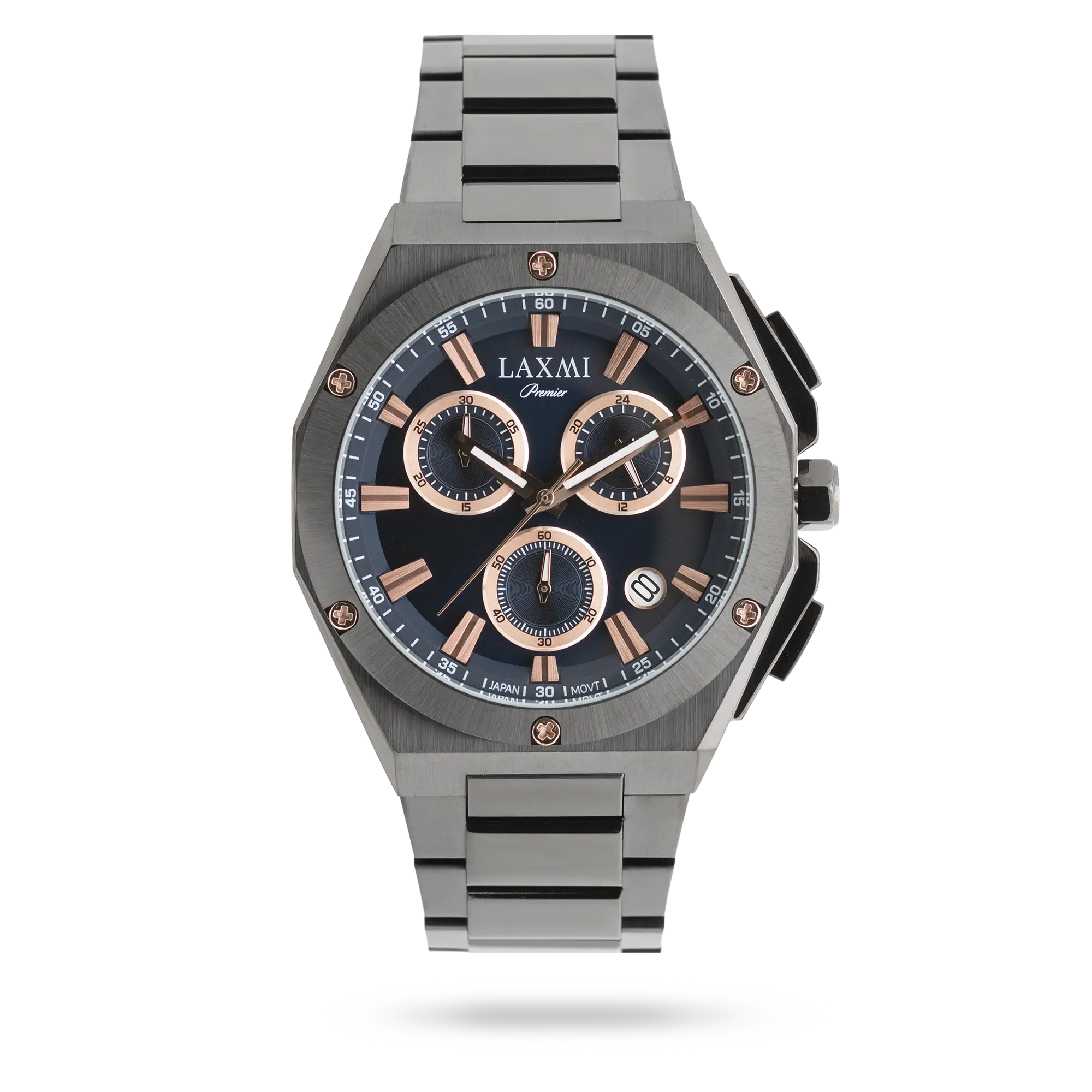 laxmi-watch-8838-4.webp ساعت مچی مردانه لاکسمی بند استیل دودی کد Laxmi 8838/4 - تصویر 1