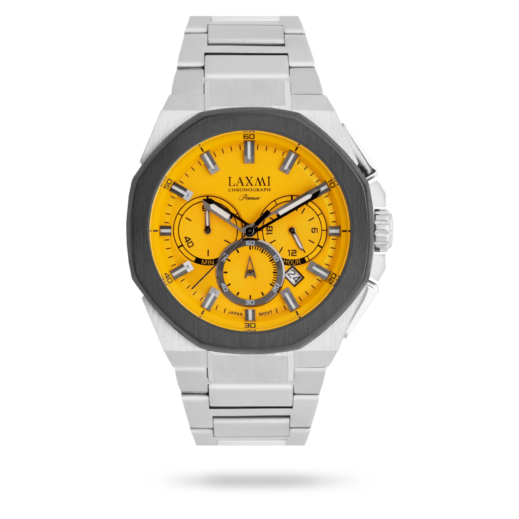 laxmi-watch-8902-3.webp ساعت مچی مردانه لاکسمی بند استیل دو رنگ نقره ای دودی کد Laxmi 8902/3 - تصویر 1
