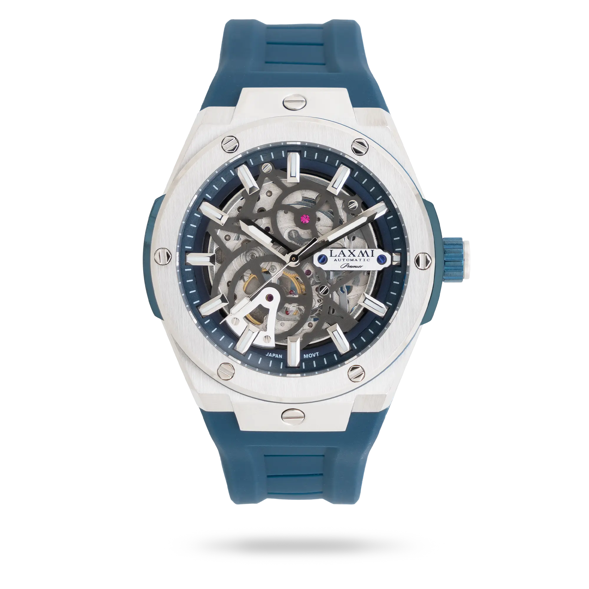 laxmi-watch-8910-1.webp ساعت مچی مردانه لاکسمی بند سیلیکون نقره ای کد Laxmi 8910/1 - تصویر 1