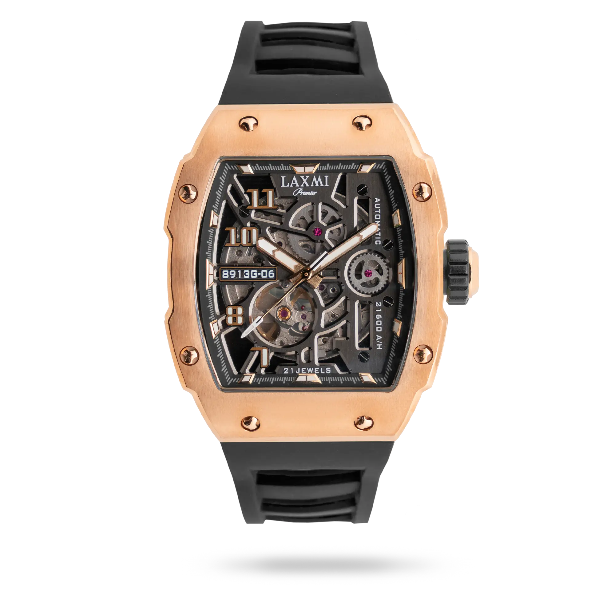laxmi-watch-8914-7.webp ساعت مچی مردانه لاکسمی بند سیلیکون رزگلد کد Laxmi 8914/7 - تصویر 1