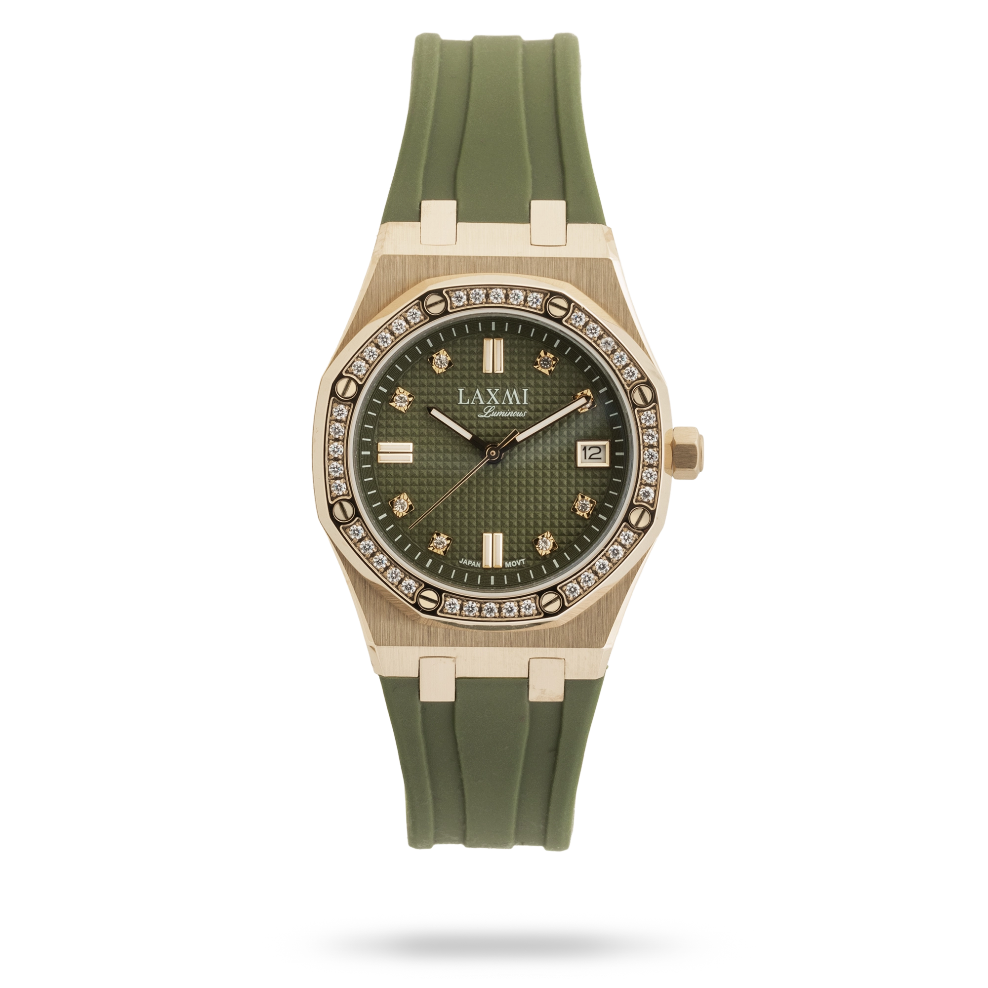 laxmi-watch-8945.webp ساعت مچی زنانه لاکسمی بند سیلیکون طلایی کد Laxmi 8945 - تصویر 1