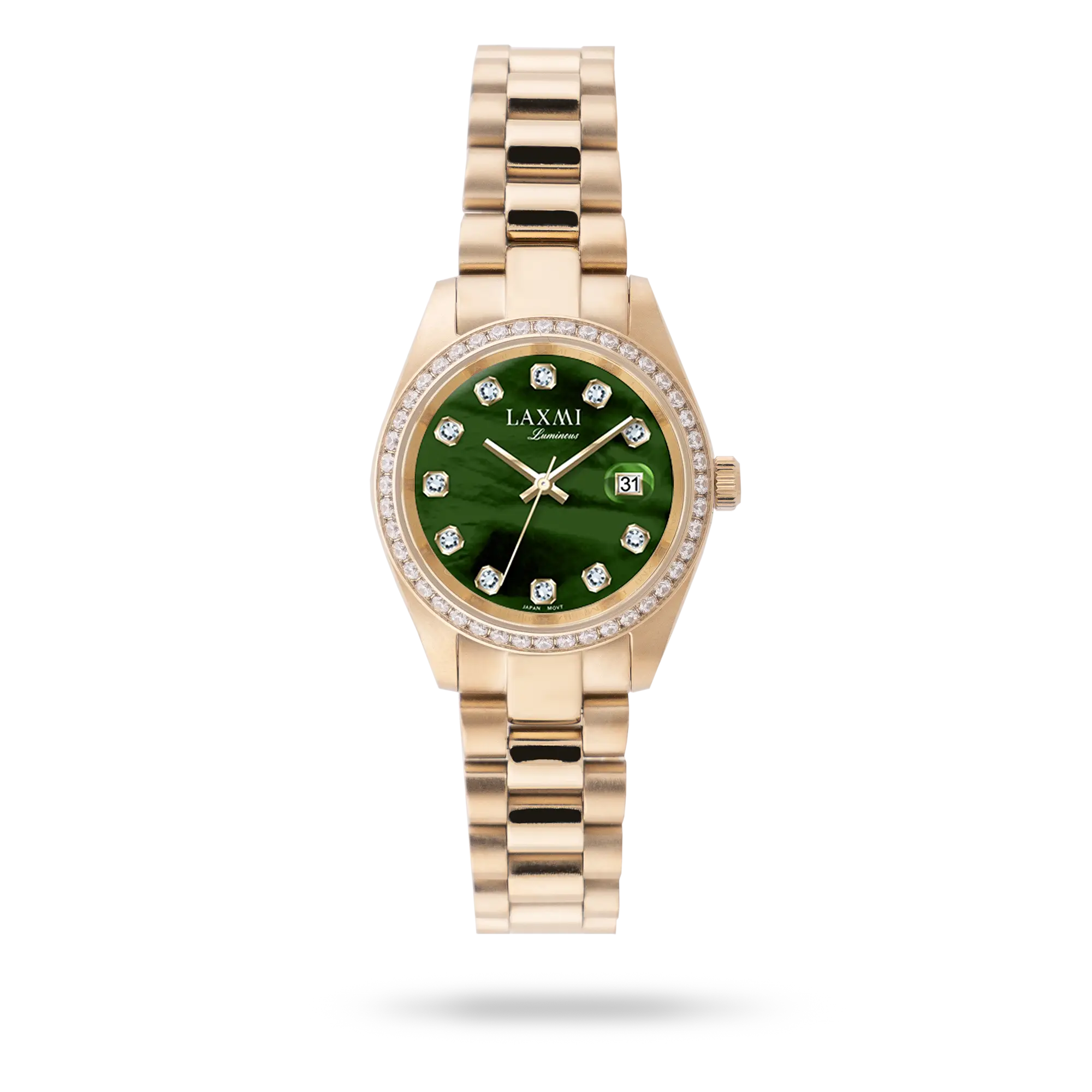 laxmi-wrist-watch-8146.webp ساعت مچی زنانه لاکسمی بند استیل طلایی کد Laxmi 8146 - تصویر 1
