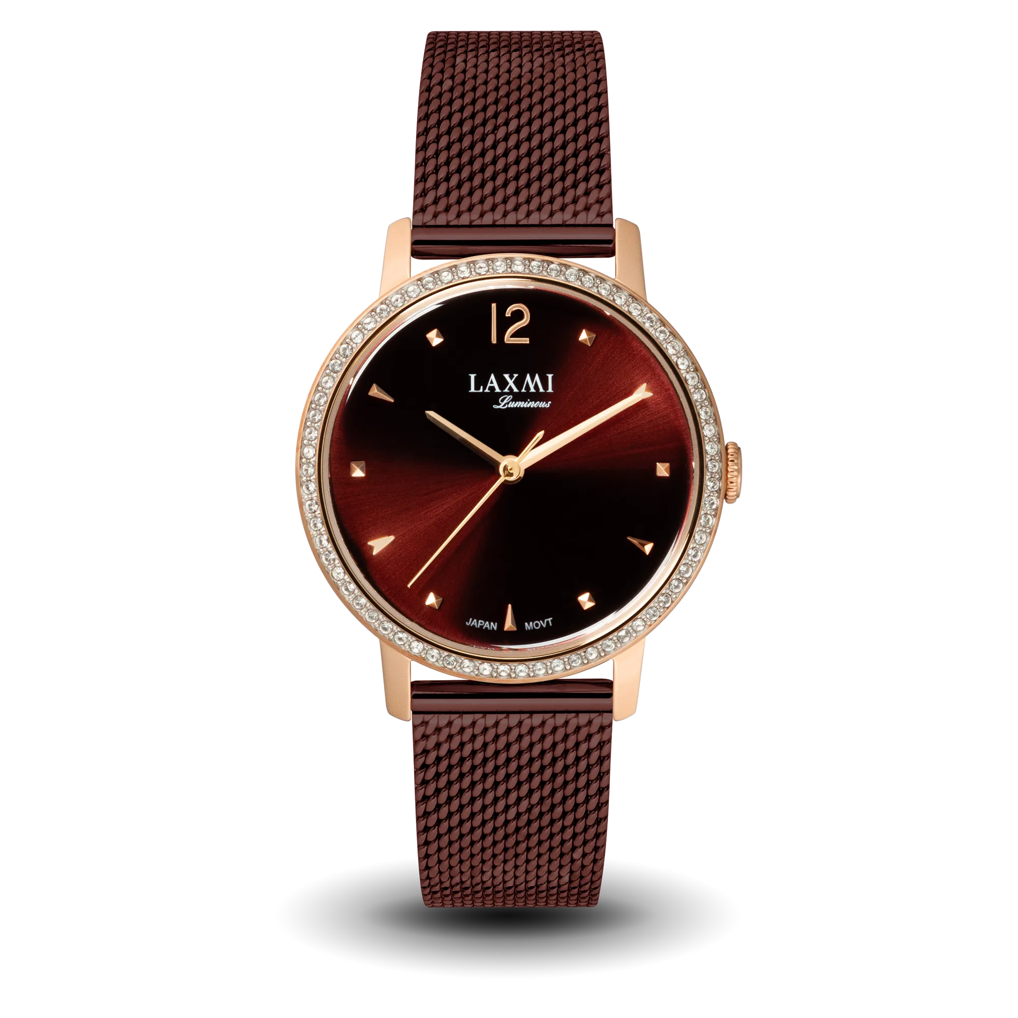 laxmiwatch-8085.webp ساعت مچی زنانه لاکسمی بند حصیری رزگلد کد Laxmi 8085 - تصویر 1