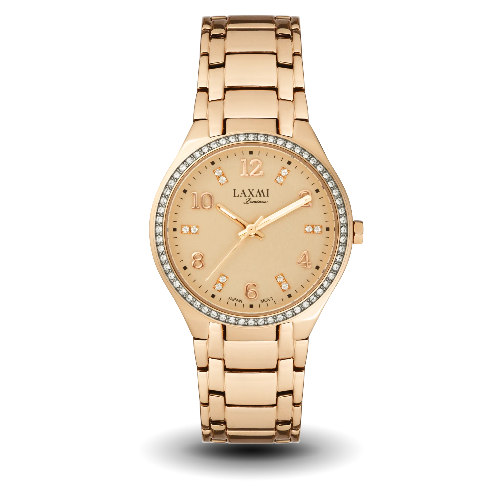 laxmiwatch-8090.webp ساعت مچی زنانه لاکسمی بند استیل رزگلد کد Laxmi 8090 - تصویر 1