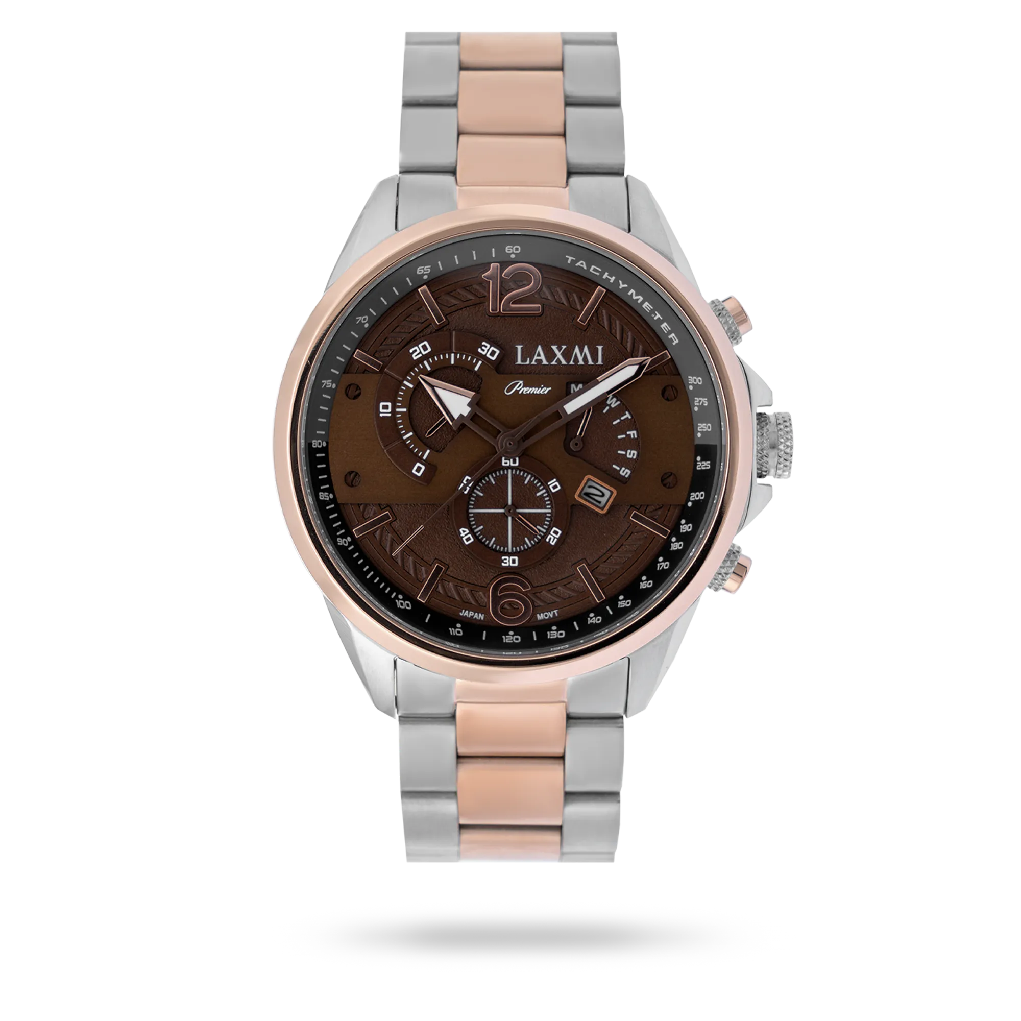 laxmiwatch-8117-3.webp ساعت مچی مردانه لاکسمی بند استیل دو رنگ رزگلد نقره ای کد Laxmi 8117/3 - تصویر 1
